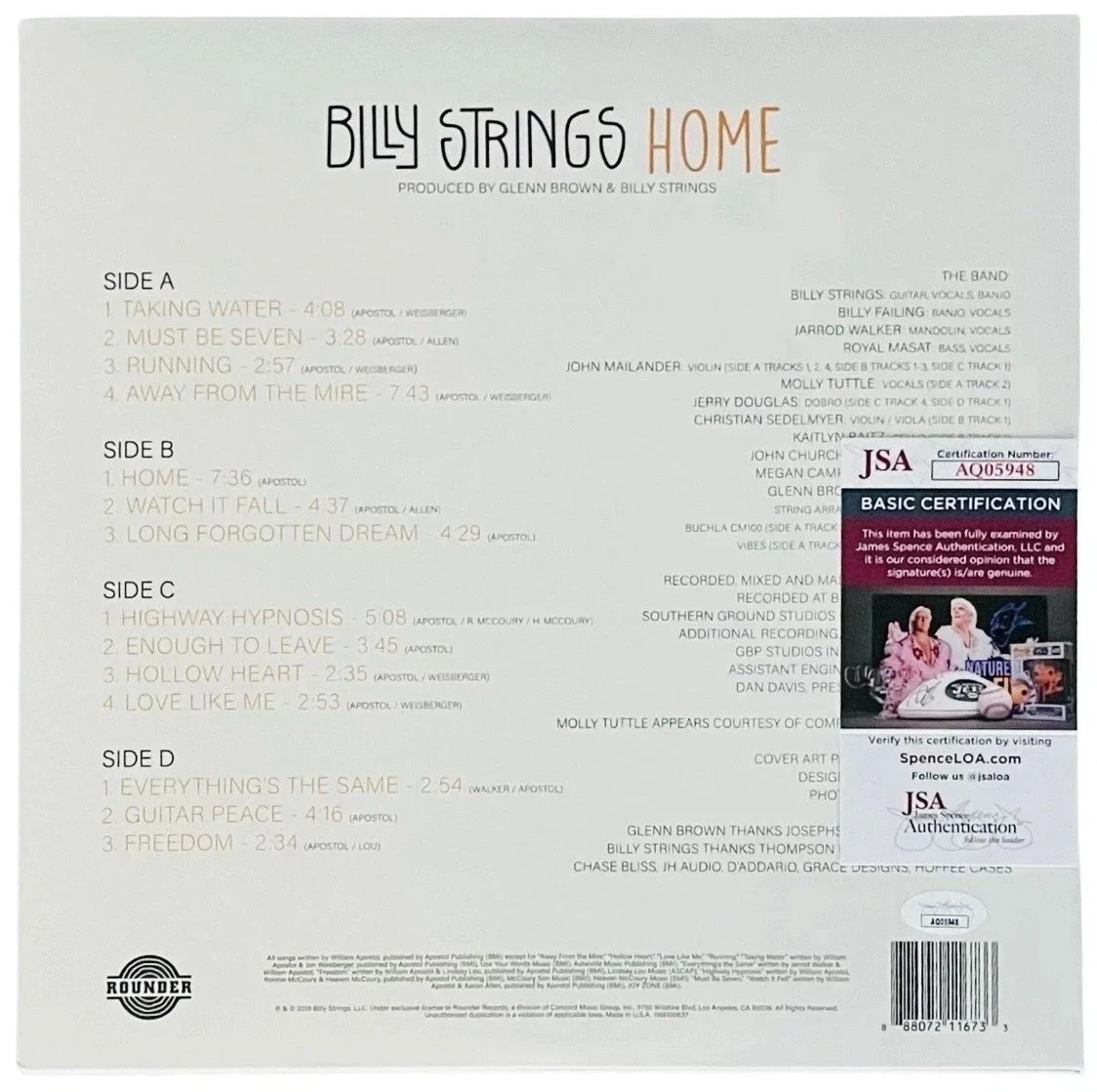 Billy Strings HOME Vinyl Album Music Signed Autographed JSA, image 2