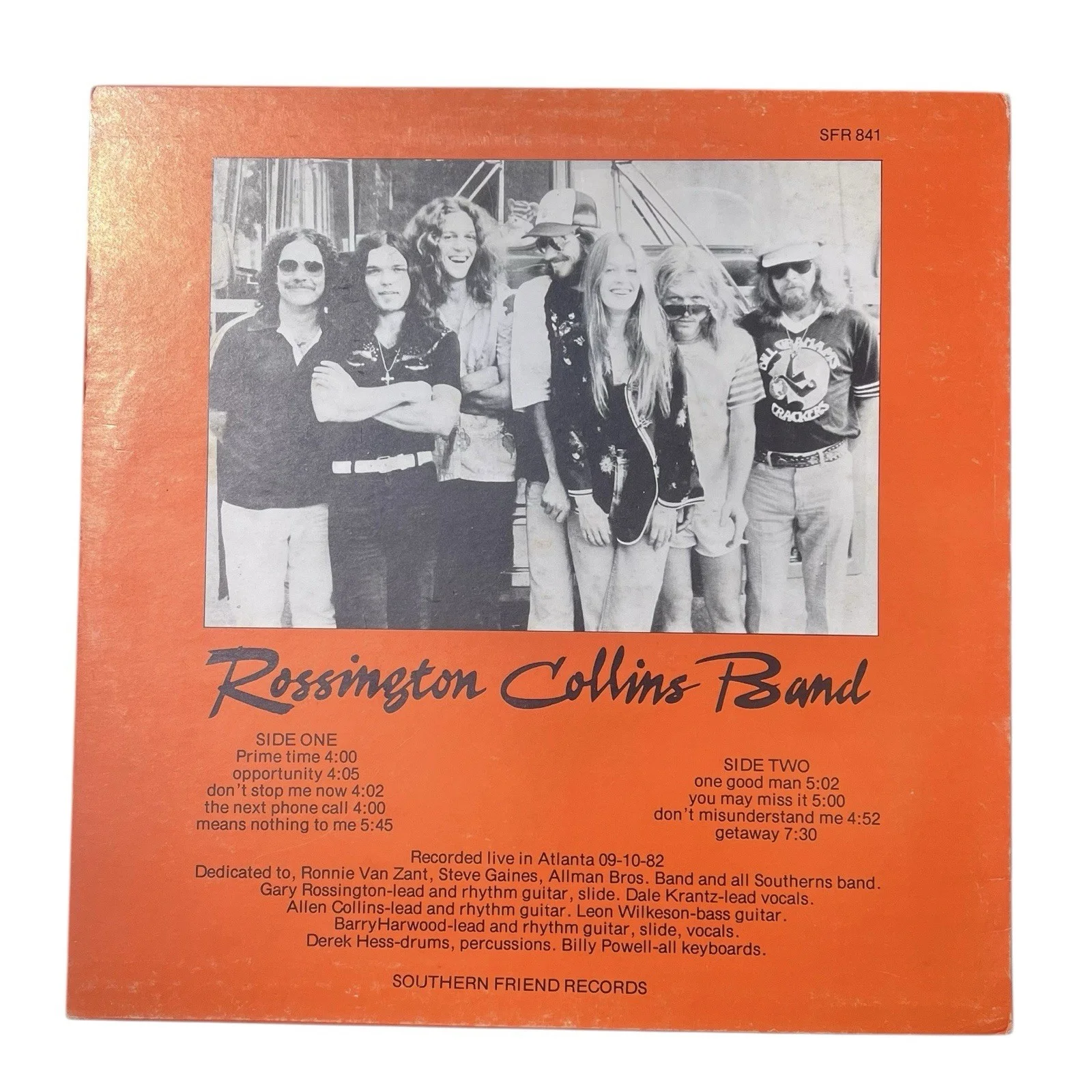 Rossington Collins Band Signed Live In Atlanta Vinyl Album Lynyrd Skynyrd, изображение 4