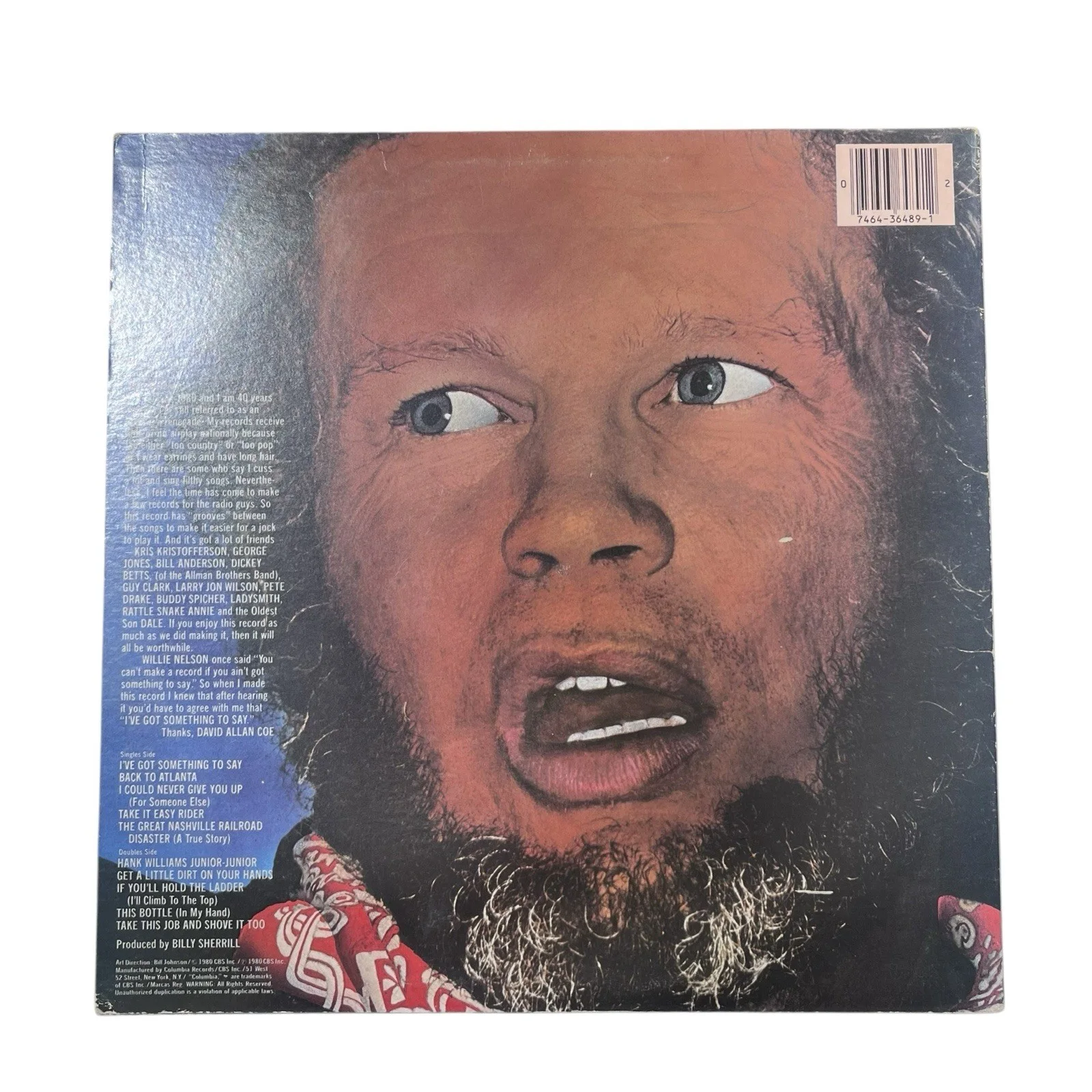 David Allan Coe Signed Autographed I’ve Got Something To Say Vinyl Album, image 3