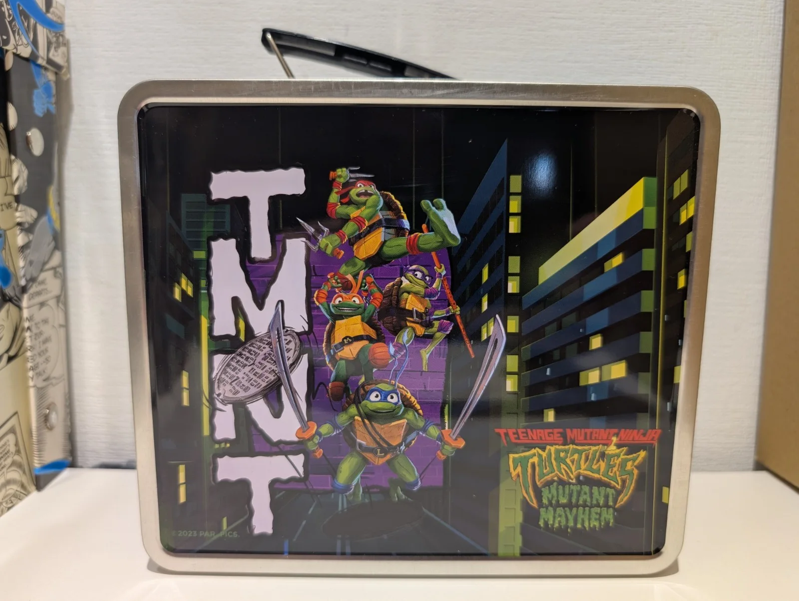 Teenage Mutant Ninja Turtles RARE Movie Promo Lunch Tin Box & Travel Mug TMNT, изображение 2