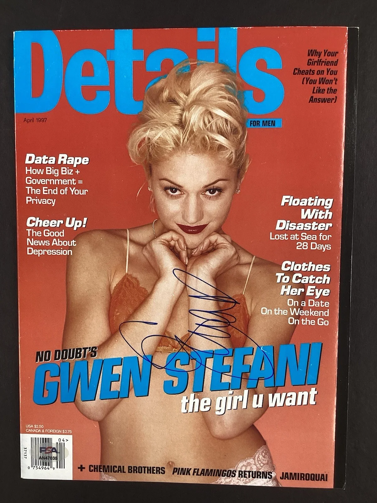 Gwen Stefani Signed 1997 Details Magazine No Doubt Auto Blake Shelton PSA/DNA, image 2