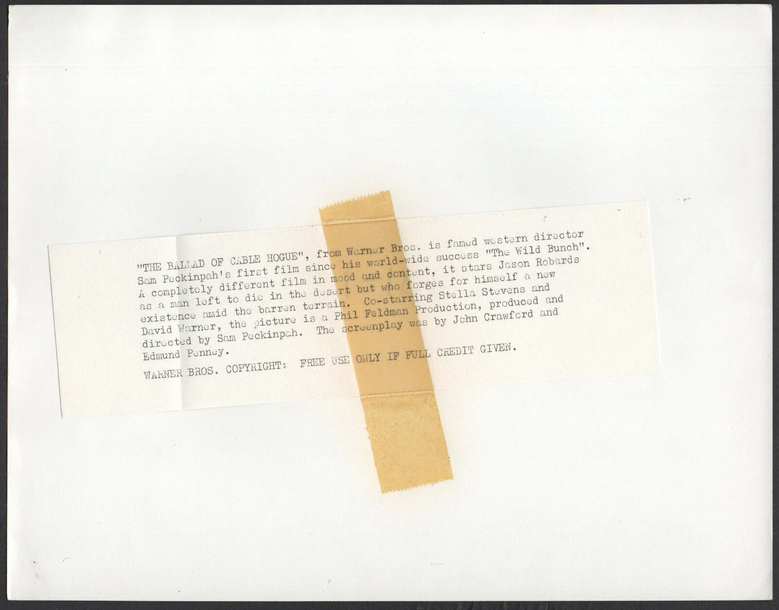 BALLAD OF CABLE HOGUE 1970 Sam Peckinpah - Jason Robards Slim Pickens 10x8 STILL, изображение 2