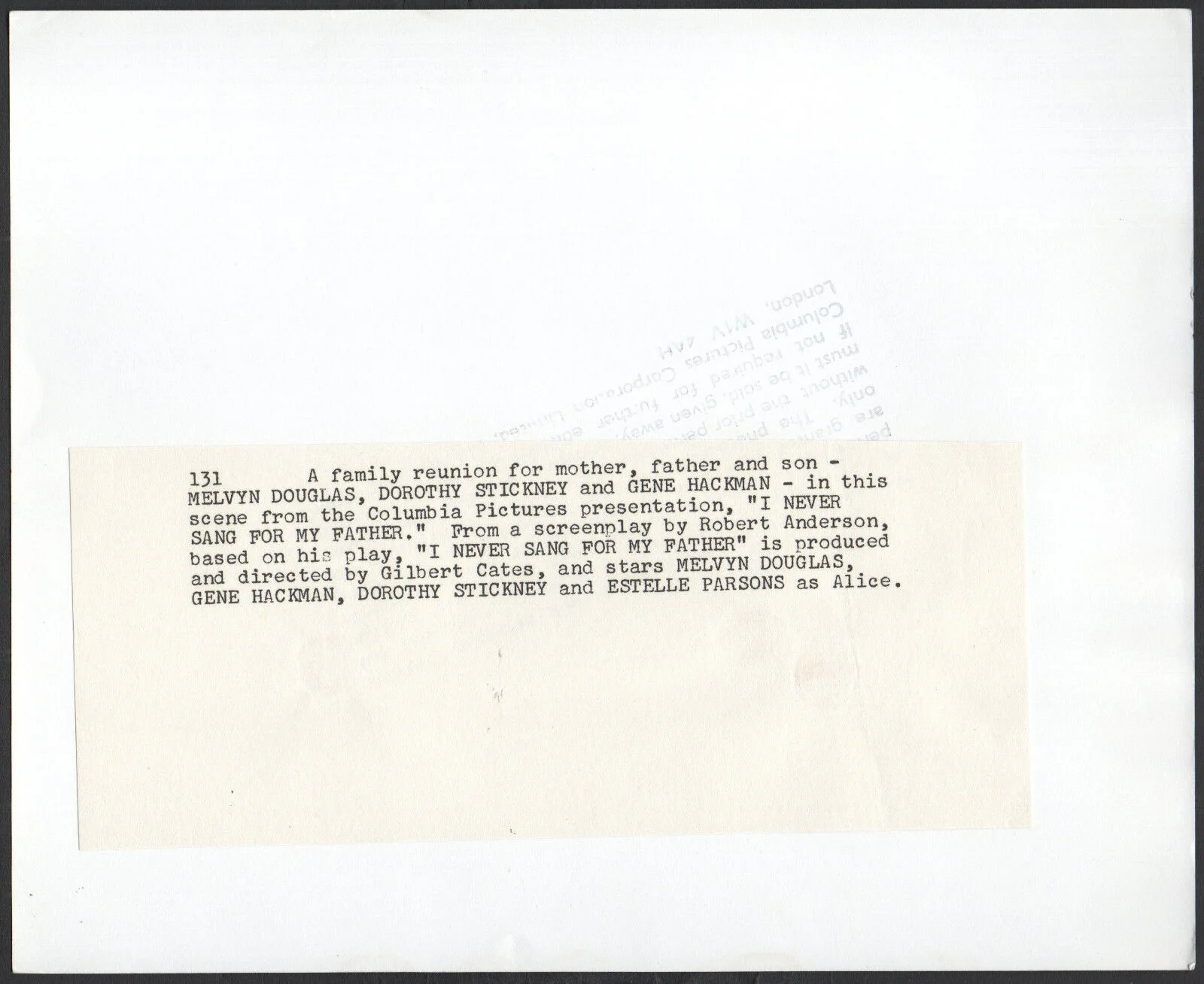 I NEVER SANG FOR MY FATHER 1970 Melvyn Douglas, Gene Hackman 2 10x8 STILLS, изображение 4