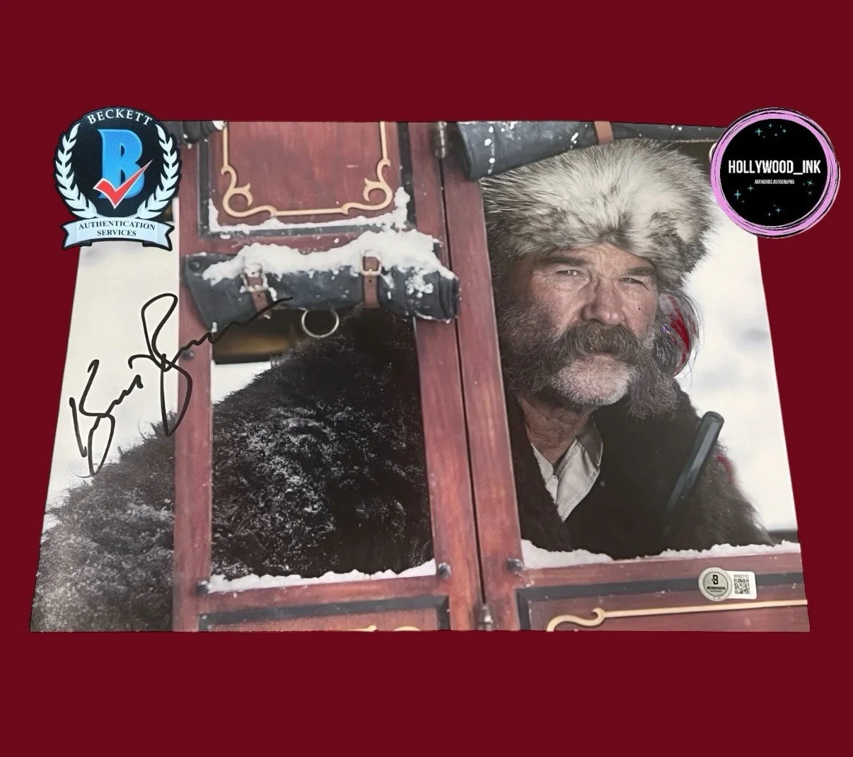 Kurt Russell — KURT RUSSELL SIGNED AUTOGRAPH 11x14 PHOTO THE HATEFUL EIGHT BECKETT COA