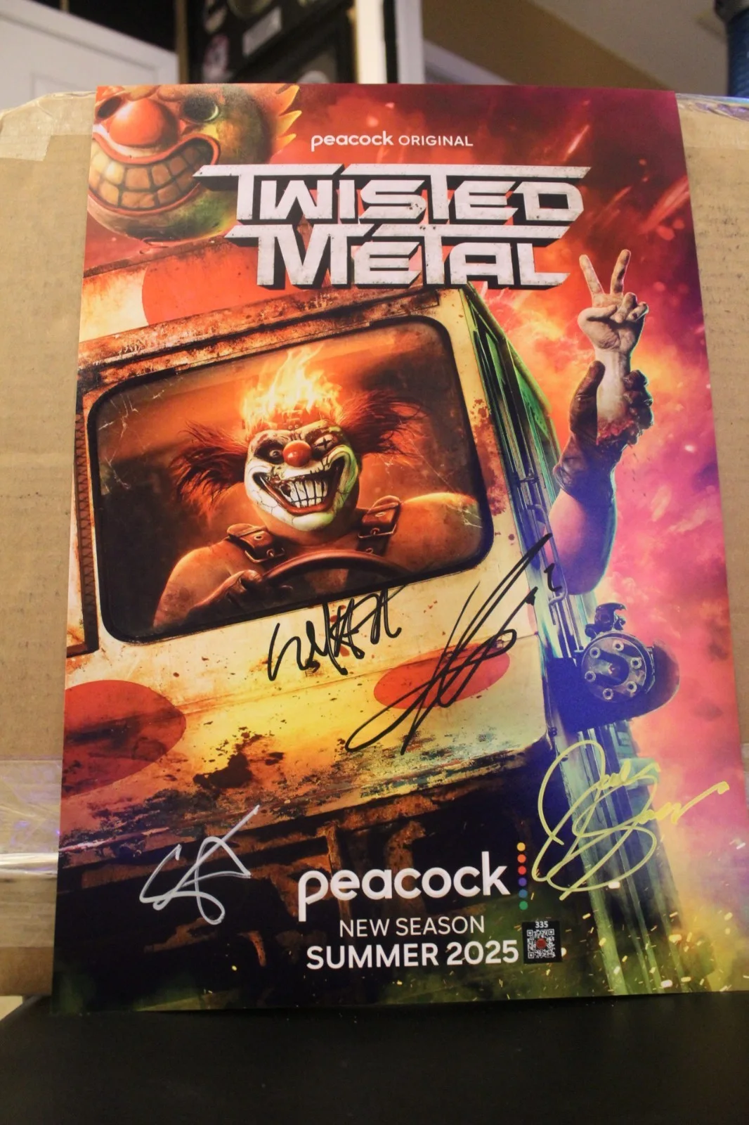 Anthony Mackie, Stephanie Beatriz, Will Arnett, Jared Bankens — Signed Poster - Series - Twisted Metal , Anthony Mackie, 13x19 + COA.