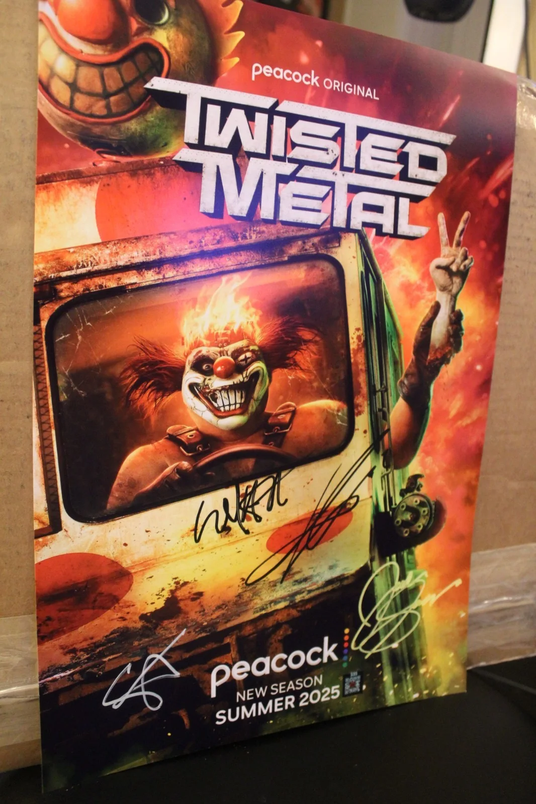 Anthony Mackie, Stephanie Beatriz, Will Arnett, Jared Bankens — Signed Poster - Series - Twisted Metal , Anthony Mackie, 13x19 + COA., изображение 4