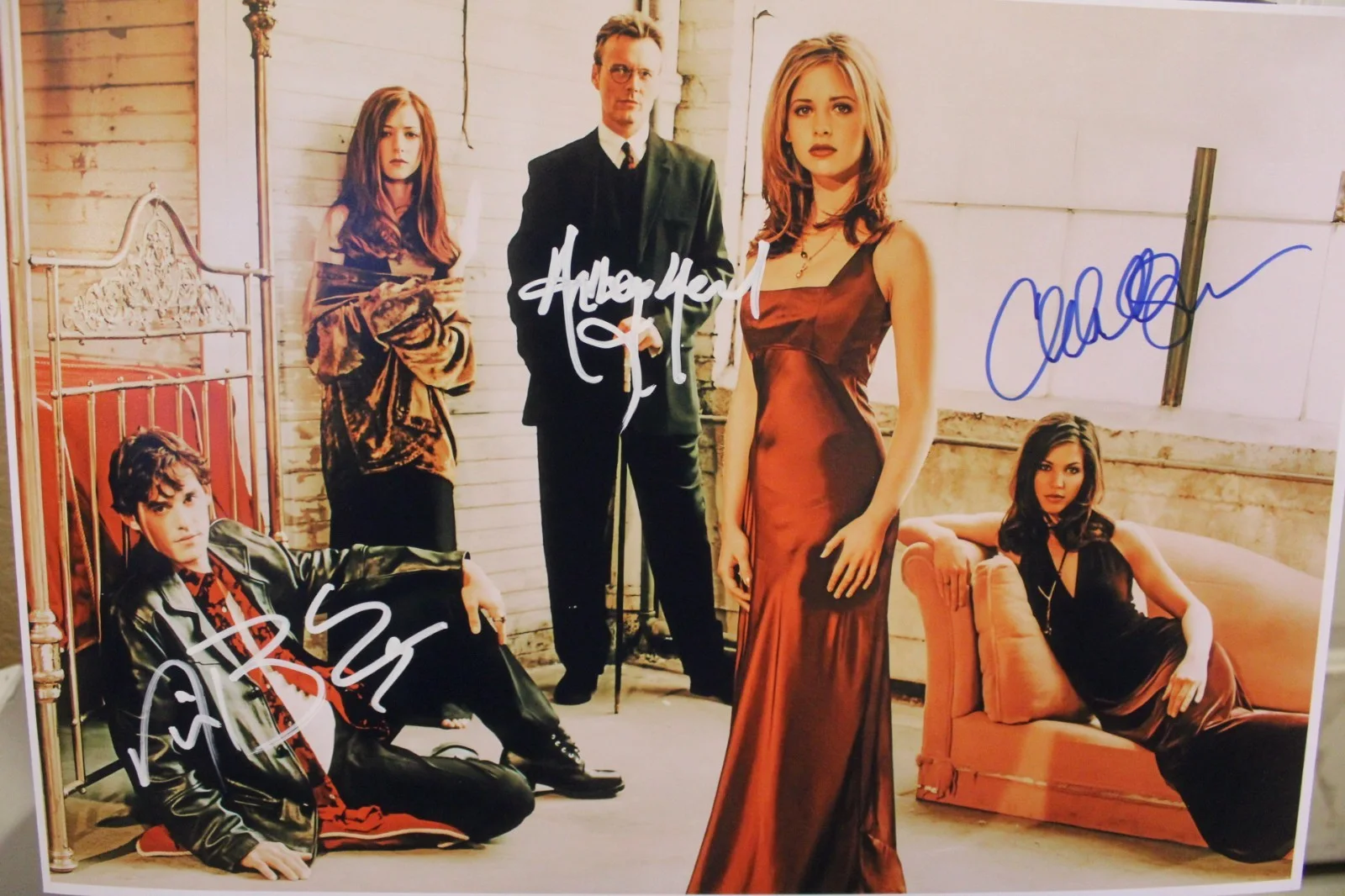Nicholas Brendon, Anthony Head, Charisma Carpenter — Signed Poster - Buffy The Vampire Slayer - Nicholas Brendon, Anthony Head + COA.