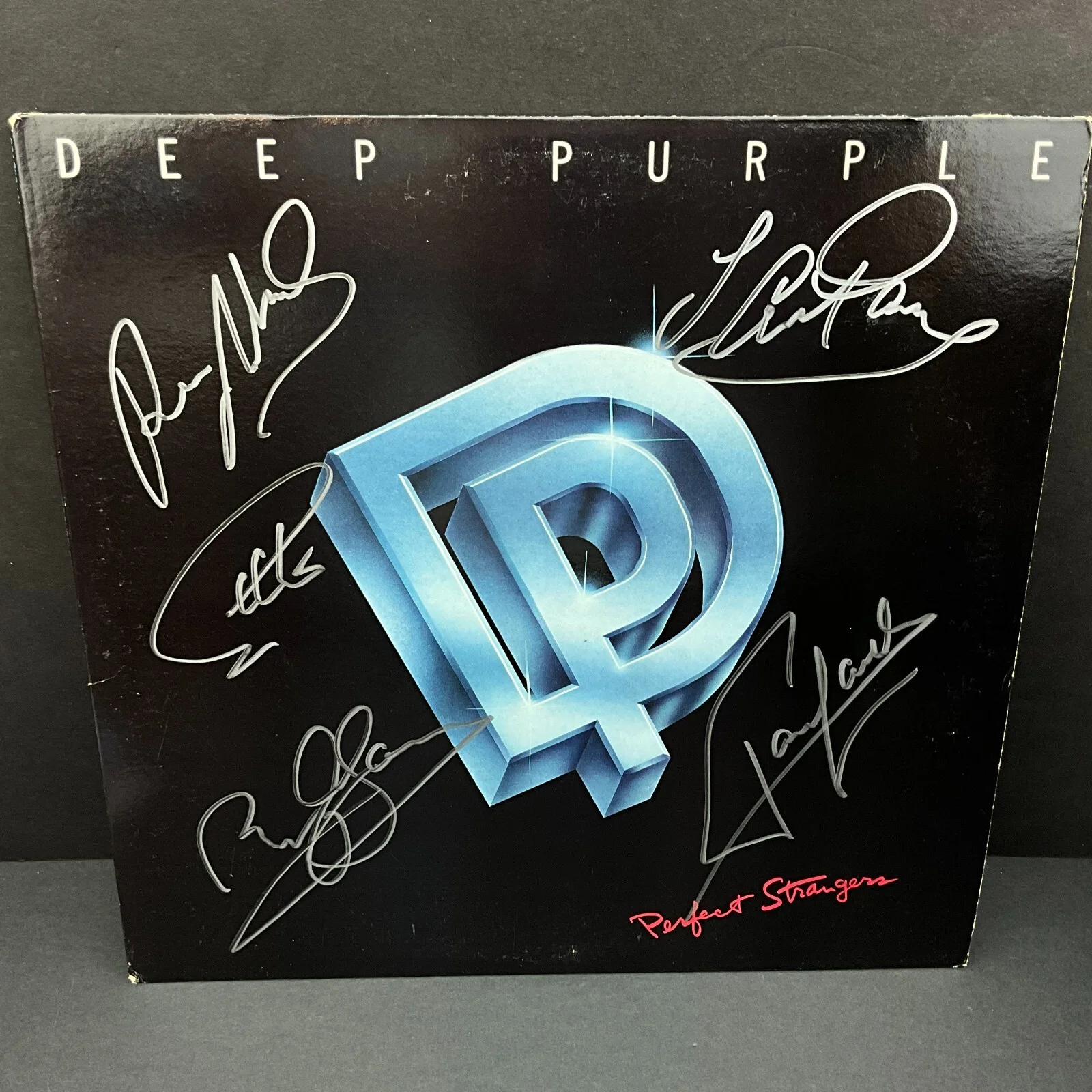 DEEP PURPLE Signed Perfect Strangers LP ALBUM COVER COA x5 Mark 2 Reunion Framed, изображение 3