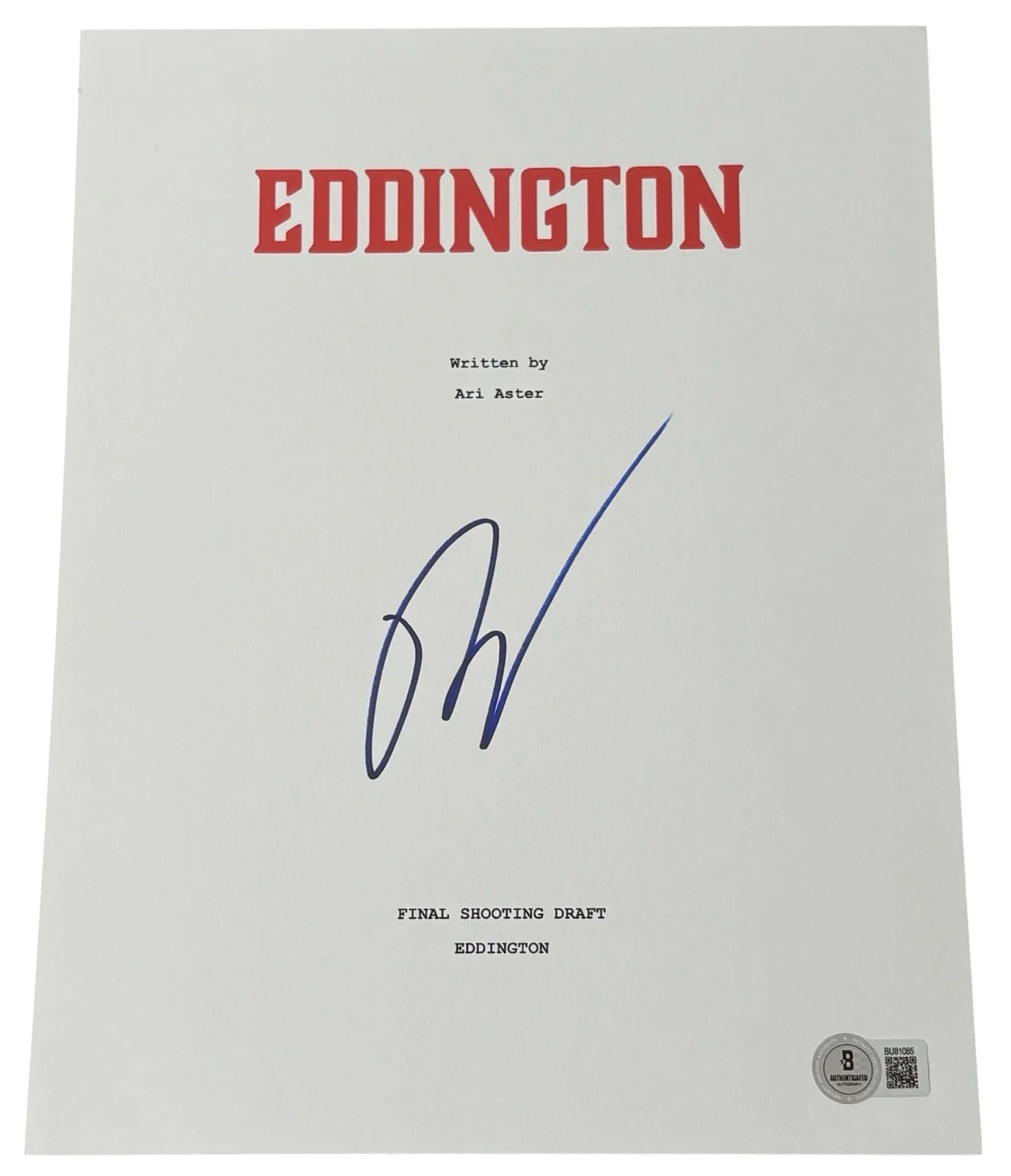 Ari Aster — Ari Aster Signed Autograph Eddington Full Movie Script Screenplay Beckett BAS