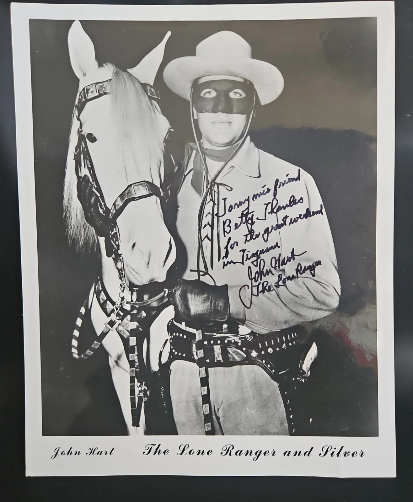 John Hart — John Hart Signed The Lone Ranger and Silver Original TV Photo