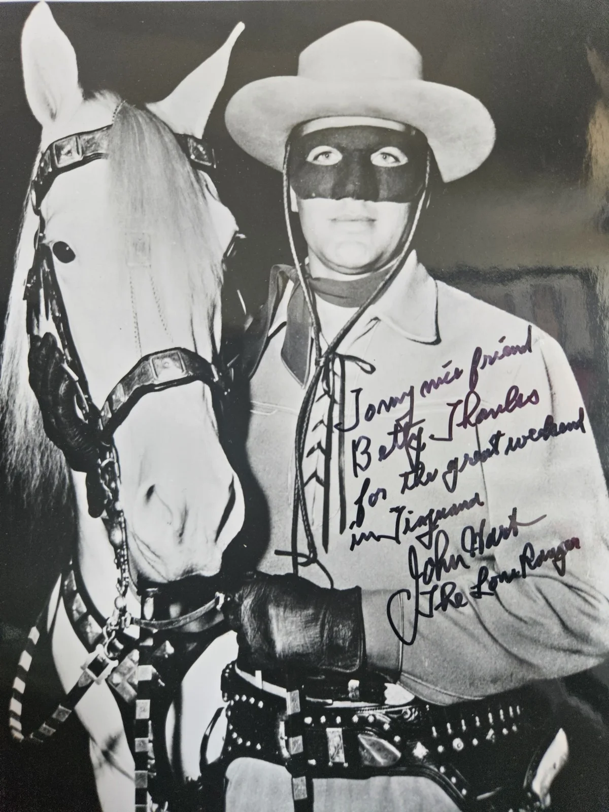 John Hart — John Hart Signed The Lone Ranger and Silver Original TV Photo, image 2