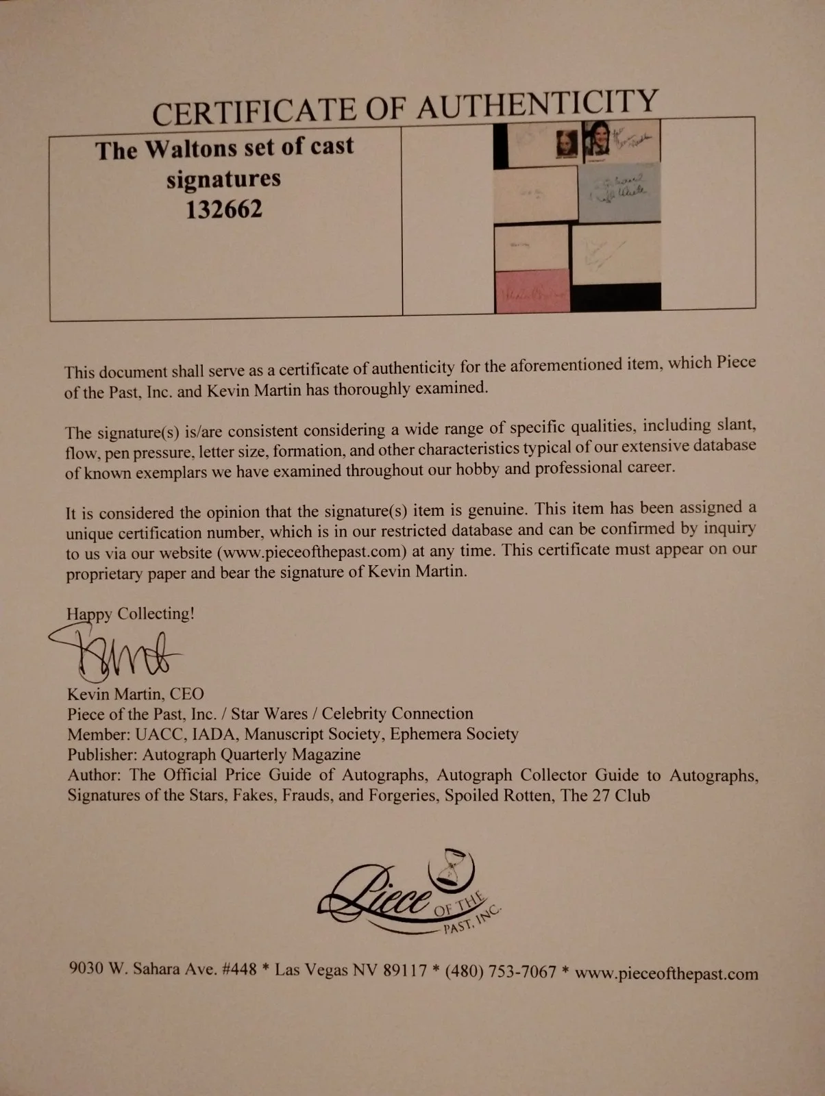 Michael Learned/ Ralph Waite/ Richard Thomas/Will Geer — The Walton's Cast Signed Cards Ellen Corby /Will Geer/ Richard Thomas +4 W/COA, image 2