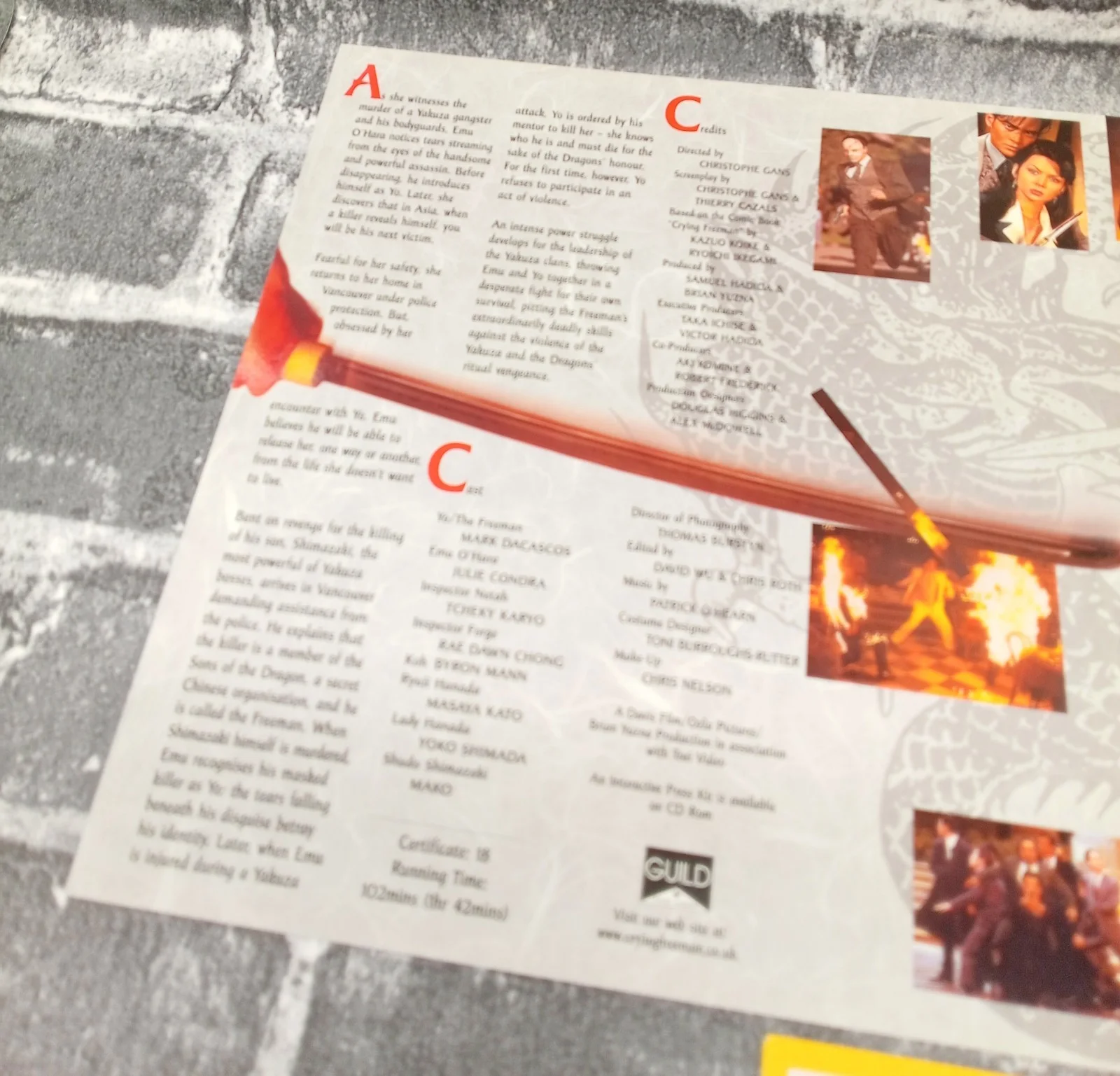 Crying Freeman Promotional Card Synopsis Cast & Crew Movie Film Poster Y726, изображение 4