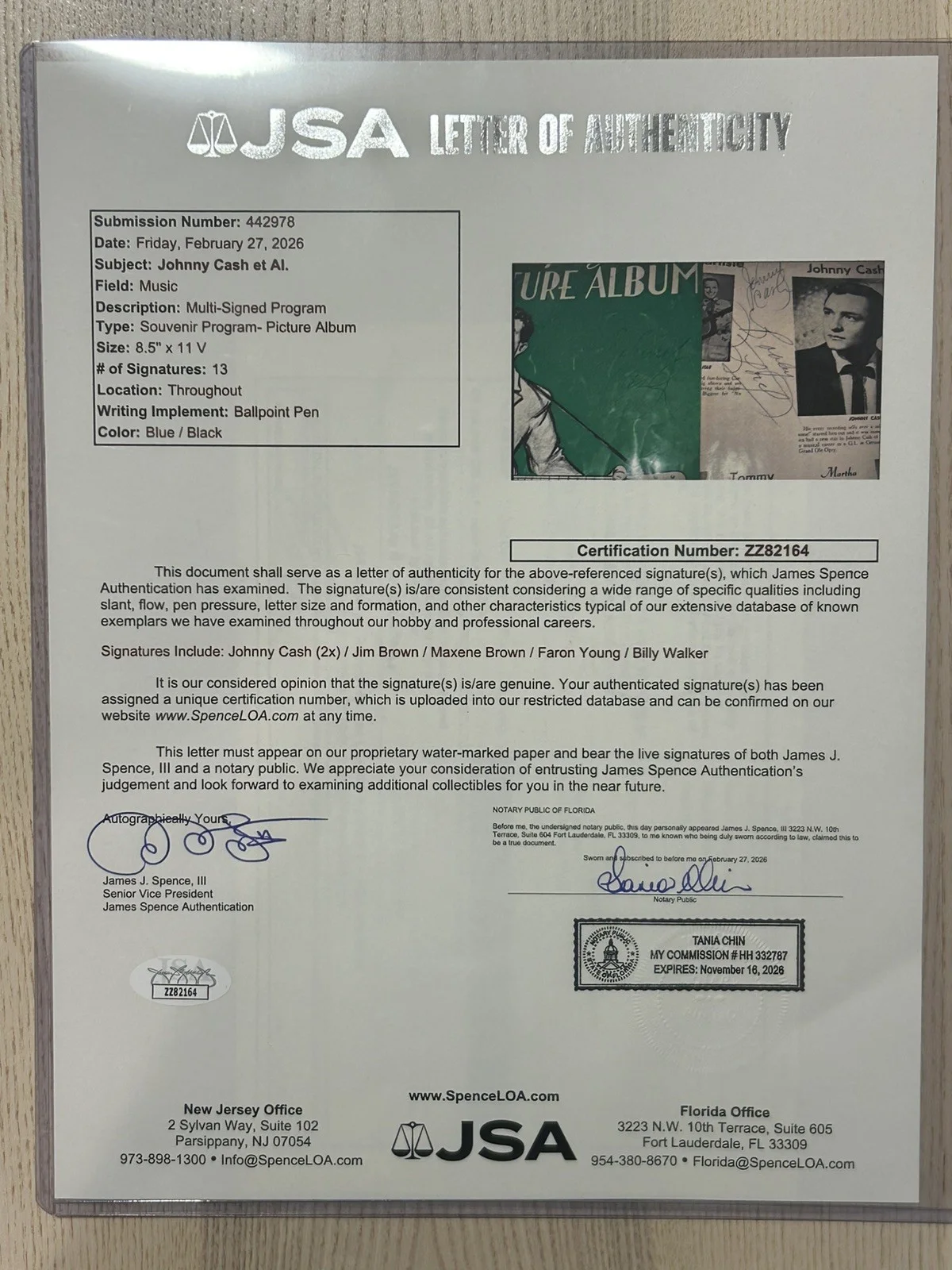 1950s Grand Ole Opry Souvenir multiple autos JOHNNY CASH Signed x2 Auto, изображение 4