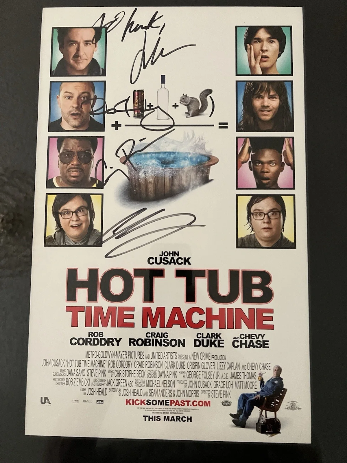 John Cusack, Rob Corddry, Craig Robinson, Clark Duke — Hot Tub Time Machine Autographed By Cast, Mini Poster, Framed 16 X 22,, image 2