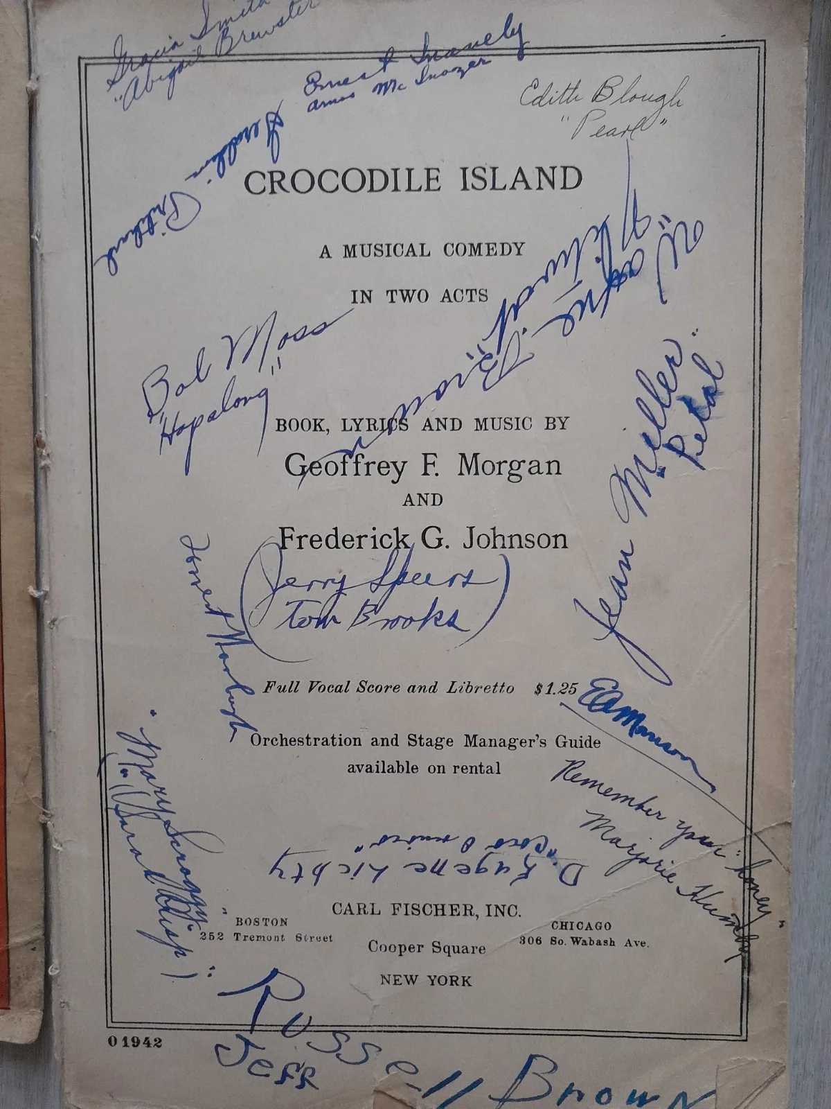 Cast — 1942 Signed "Crocodile Island" Theater Musical Score & Script, image 3