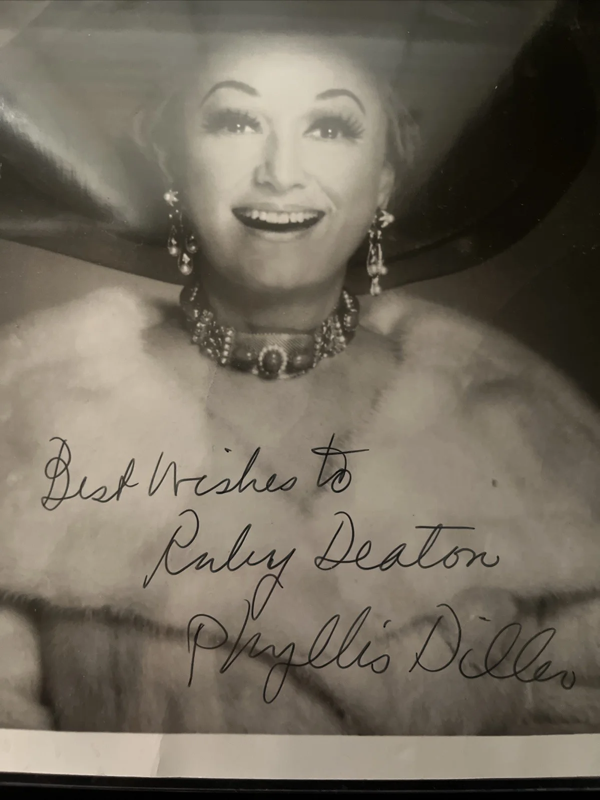 Phillys Diller — VTG PHYLLIS DILLER, Signed Publicity Photo COMEDIAN ACTRESS Autograph For Ruby, image 2