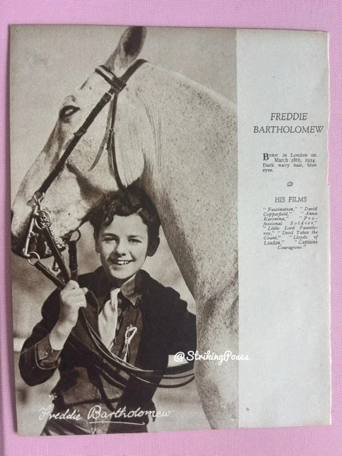 Vintage Clipping 1930s ERROL FLYNN FREDDIE BARTHOLOMEW film stars 8x10 3/6, изображение 2