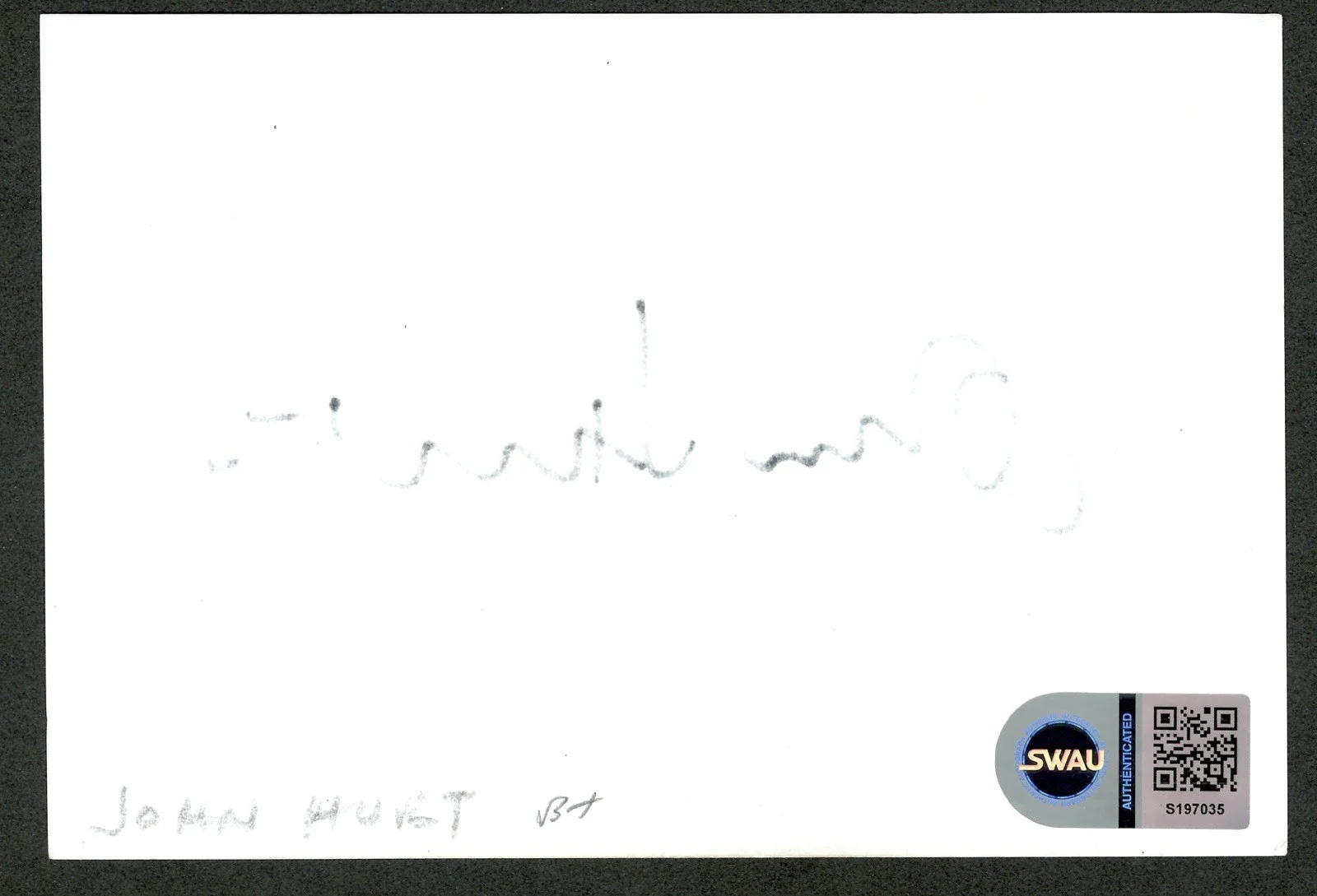 John Hurt Signed Autographed 4x6 Card SWAU Authenticated Alien, image 2
