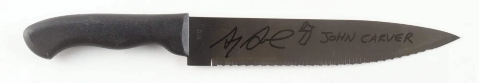 Alex Armbruster — Alex Armbruster Signed (Legends & JSA) Knife Inscribed "John Carver" - Thanksgiv