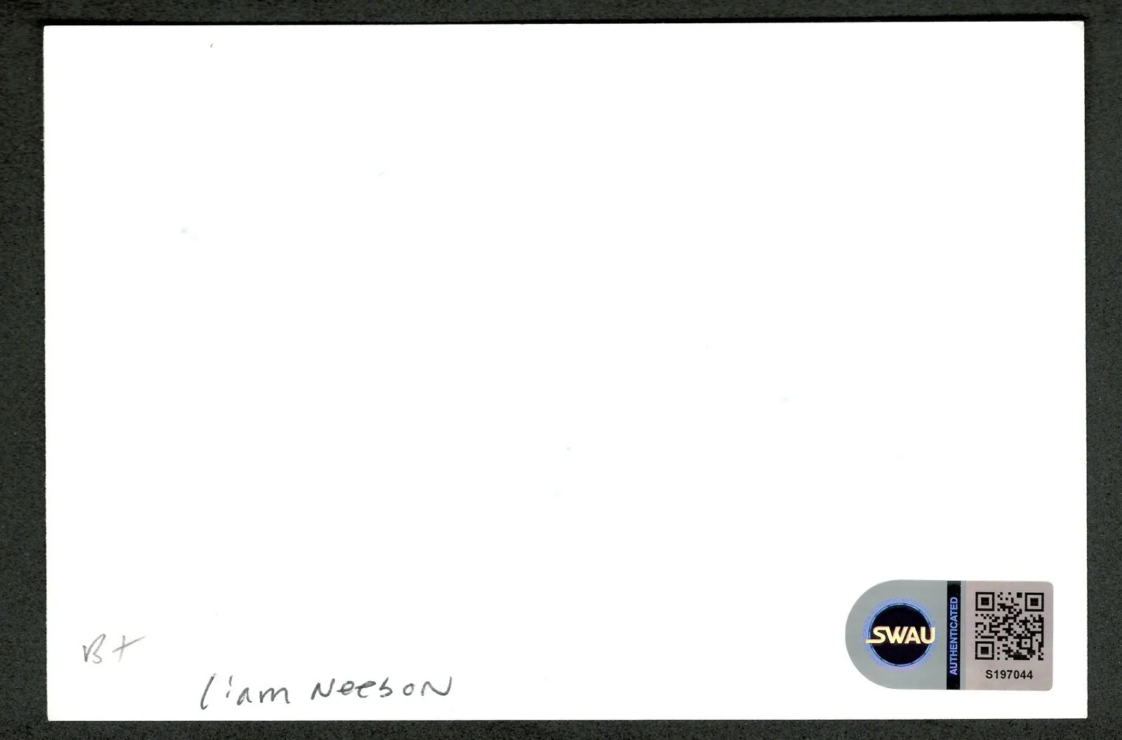 Liam Neeson Signed Autographed 4x6 Card SWAU Authenticated Star Wars Batman, image 2
