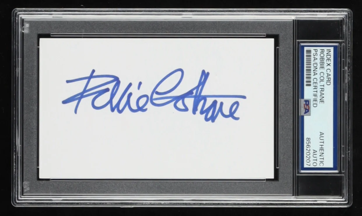Robbie Coltrane — Robbie Coltrane Signed Autograph 3x5 Index Card PSA/DNA Harry Potter Hagrid