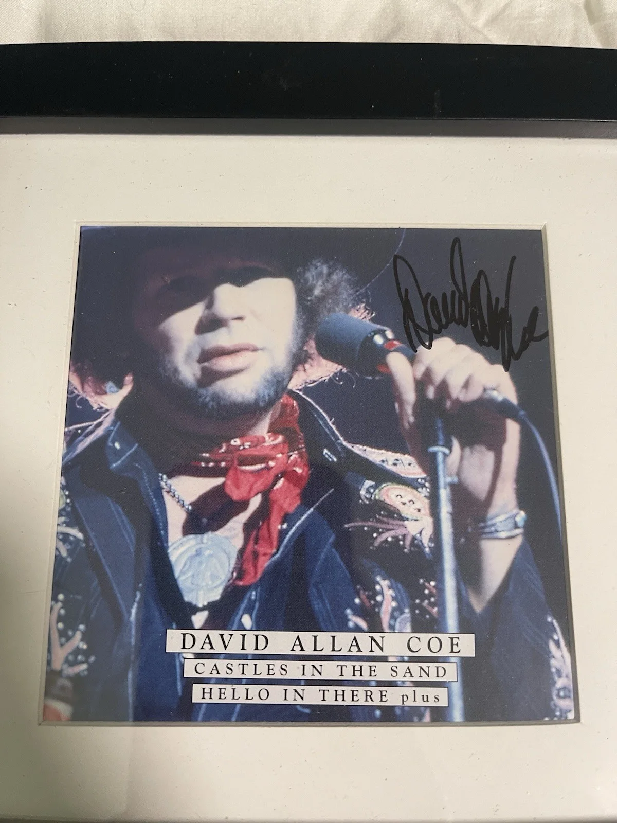 Rare David Allen Coe Castles In The Sand CD Autographed Framed Outlaw Country, image 3