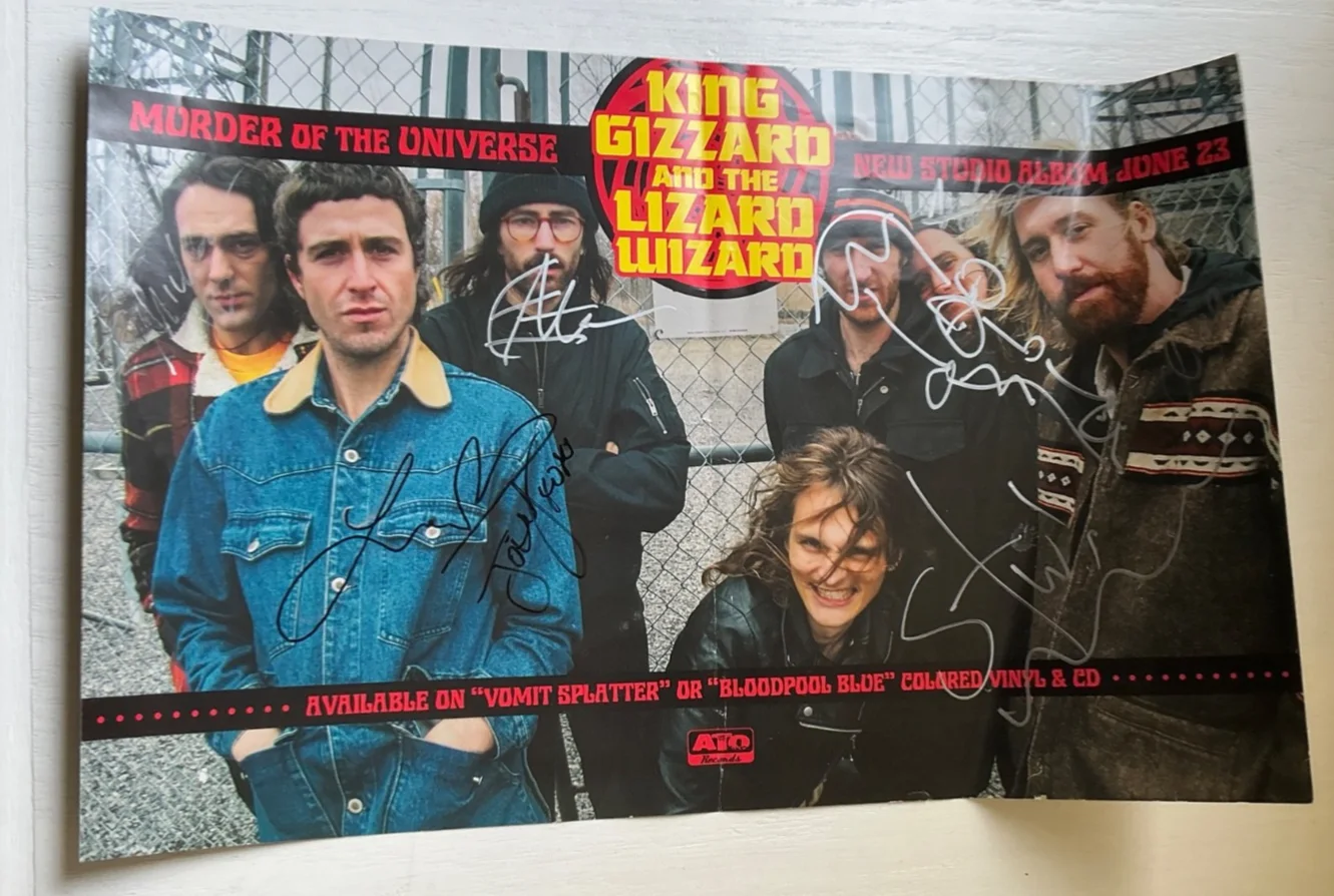 King Gizzard & The Wizard Lizard Autographed Murder Poster Full Band-Signed KGLW, изображение 5