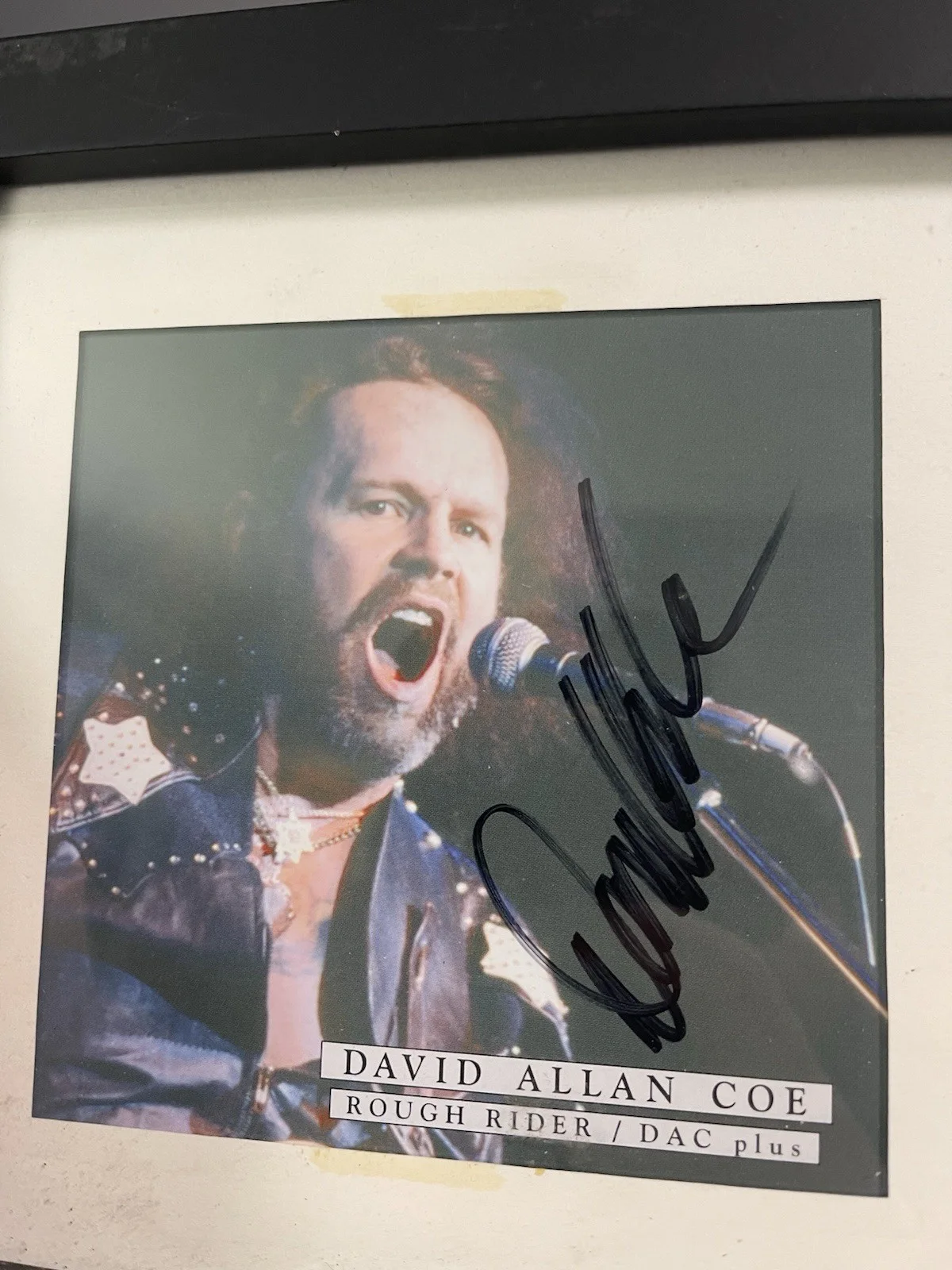 Rare David Allen Coe Rough Rider Cd Autographed Framed Nice Outlaw Country, image 3