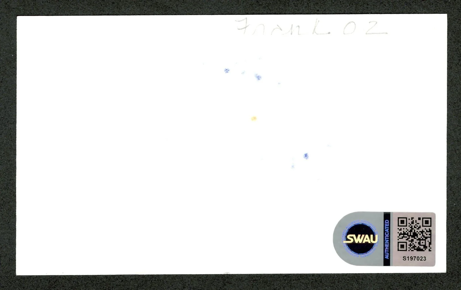 Frank Oz Signed Autographed 3x5 Card SWAU Authenticated Star Wars Yoda Muppets 3, image 2