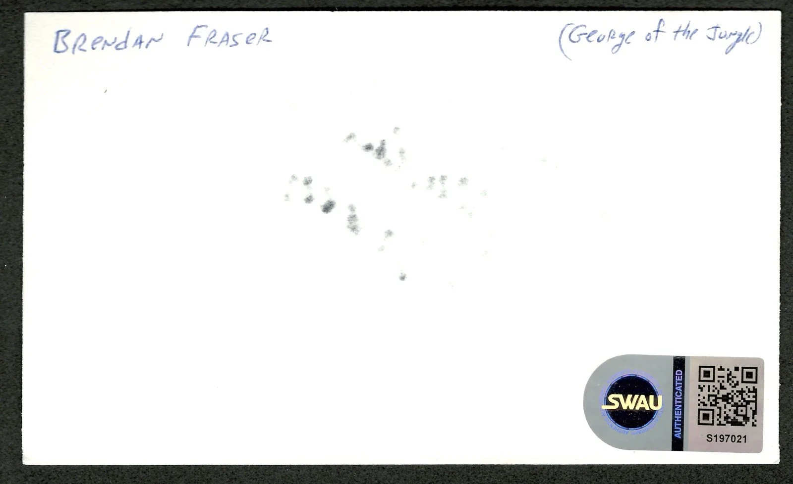 Brendan Fraser Vintage Signed Autographed 3x5 Card SWAU Authenticated The Mummy, image 2