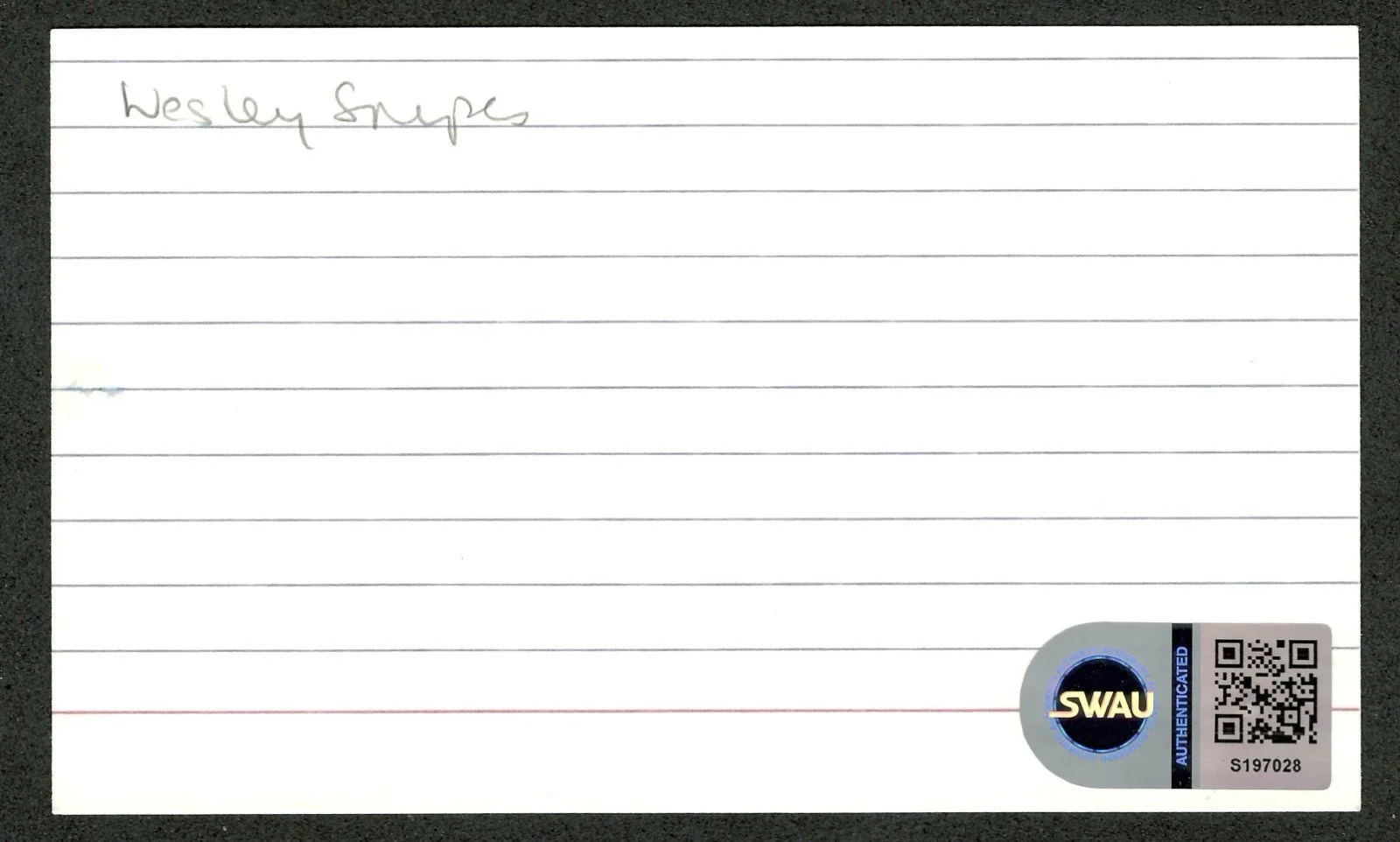 Wesley Snipes Signed Autographed 3x5 Card SWAU Authenticated Major League Blade, изображение 2