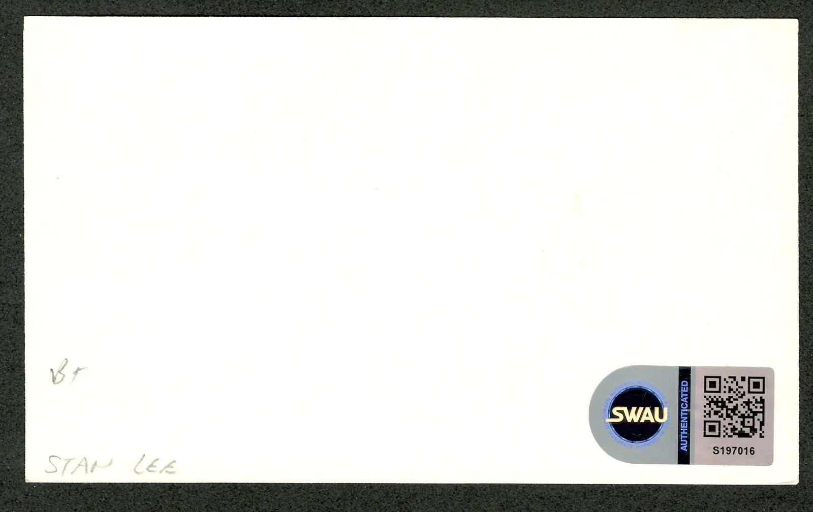 Stan Lee Signed Autographed 3x5 Card SWAU Authenticated Marvel Spider-Man Thor, image 2