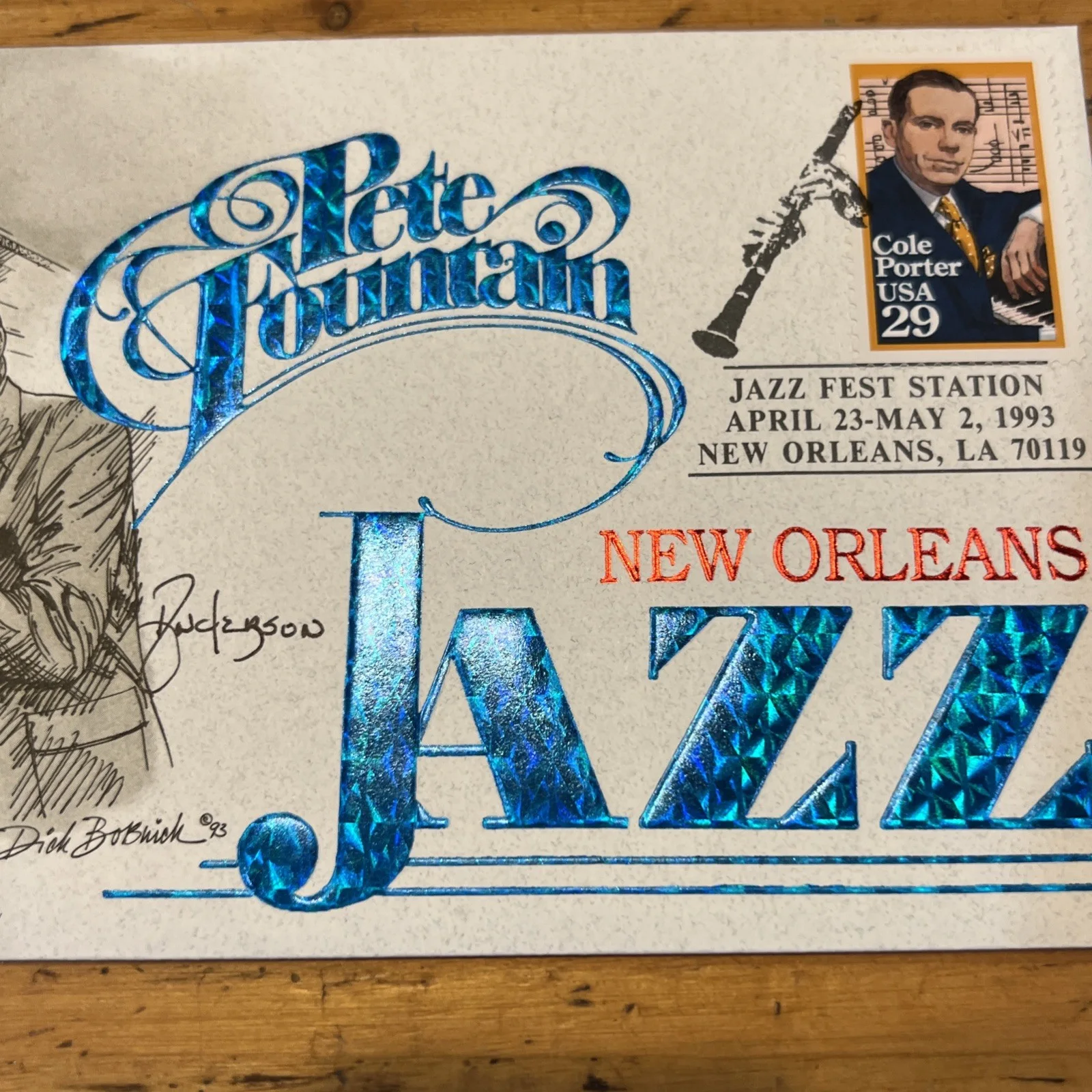 1993 Pete Fountain Hand Signed Cachet By Pete And Designer New Orleans Jazz Fest, изображение 5