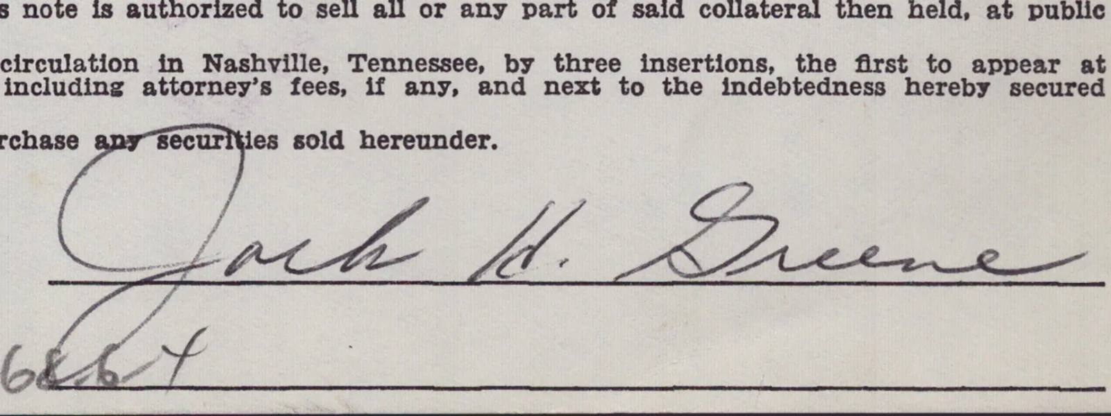 Jack Greene — JACK GREENE - DOCUMENT SIGNED 02/06/1968, image 2