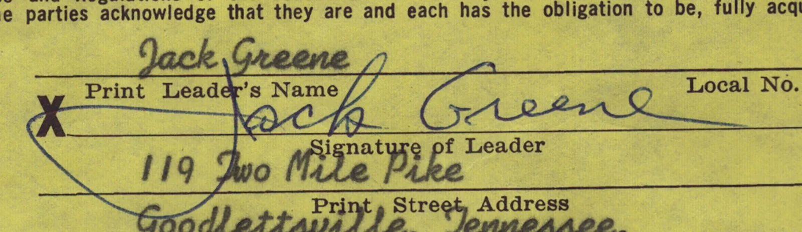 Jack Greene — JACK GREENE - CONTRACT SIGNED 10/20/1967, image 2
