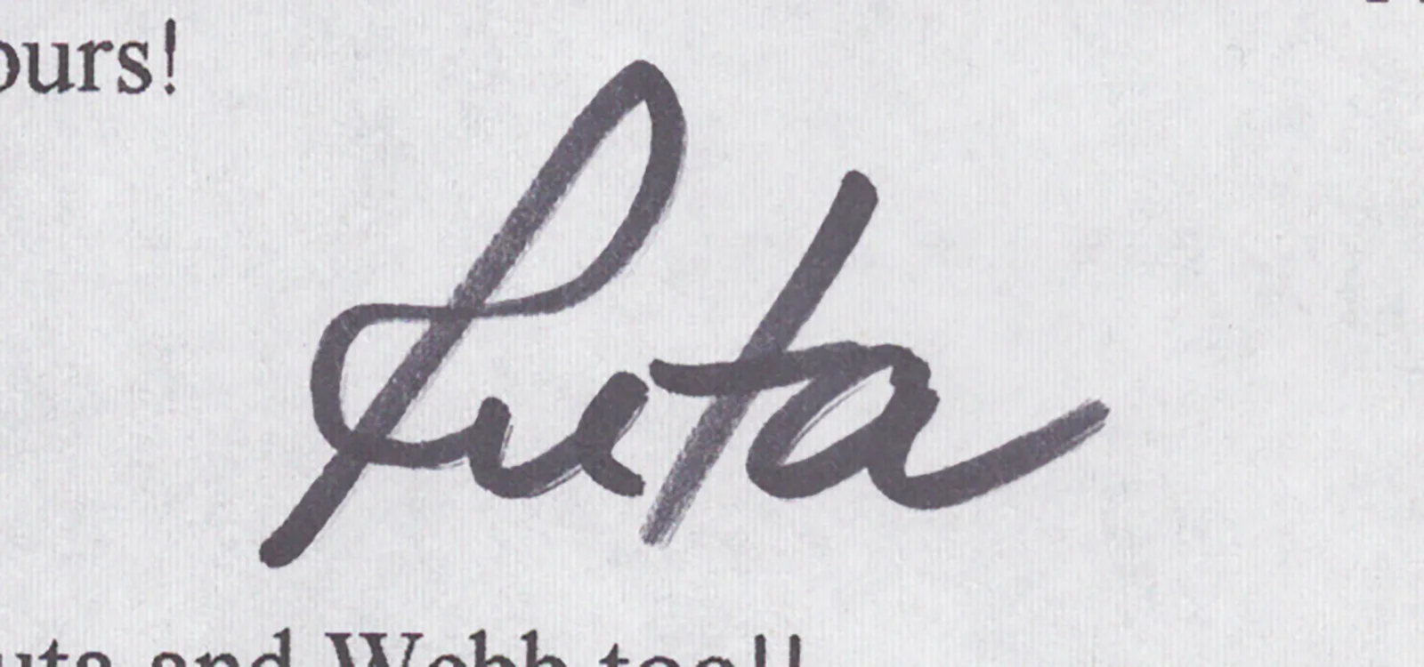 Ruta Lee — RUTA LEE - TYPED LETTER SIGNED 12/01/2000, image 2