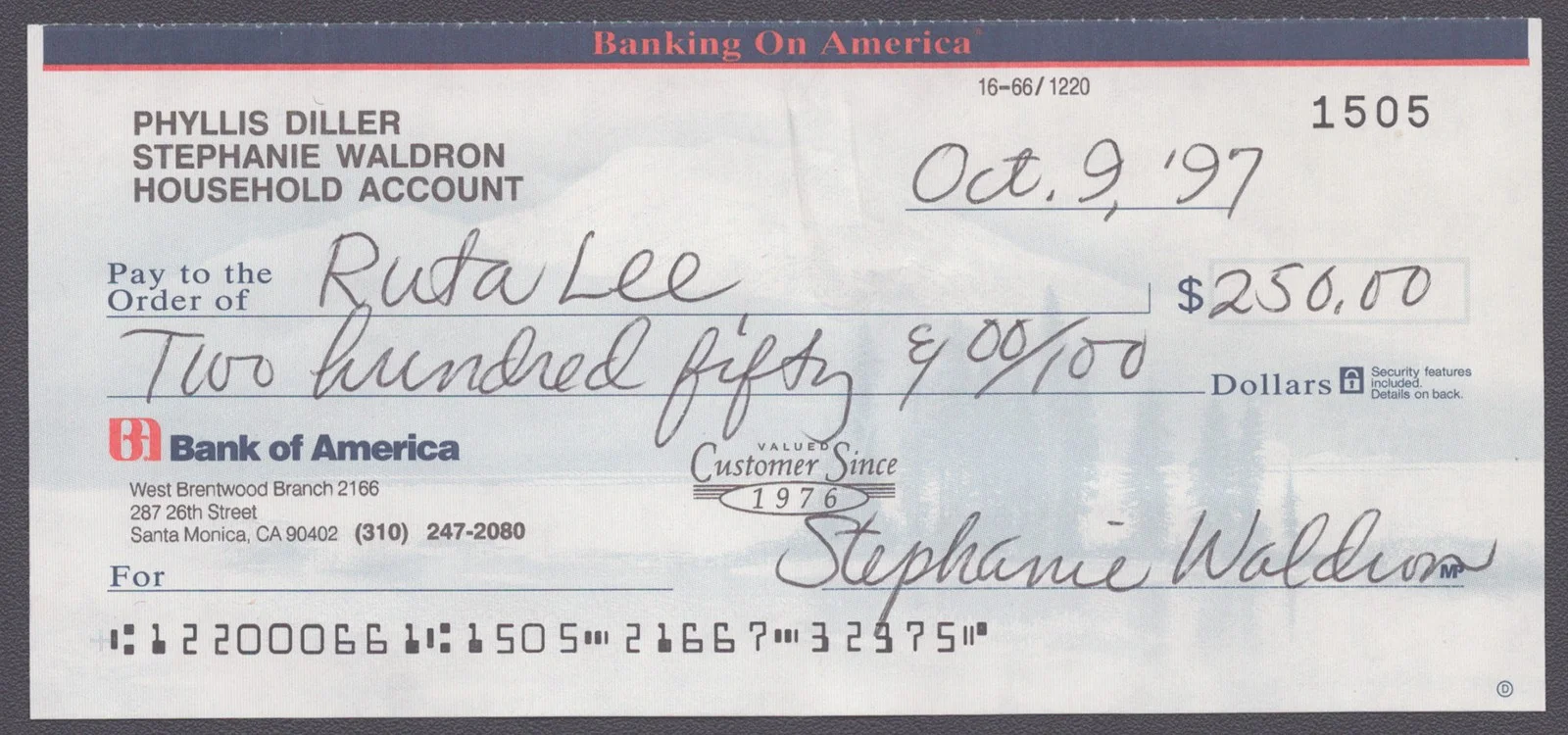 Ruta Lee — RUTA LEE - TYPED LETTER SIGNED 12/01/2000, image 3