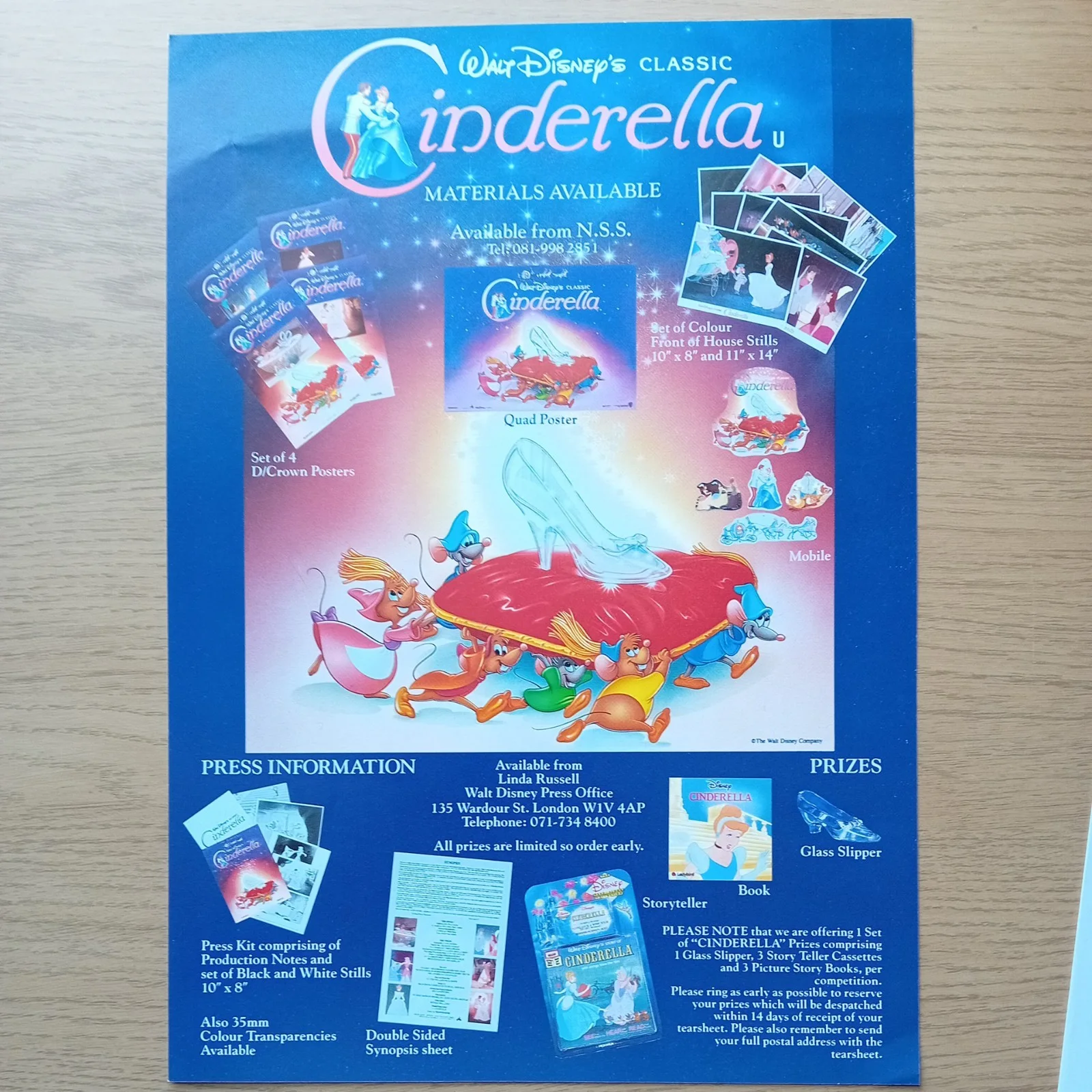 Disney CINDERELLA 1991 UK Cinema Campaign Pack / Promotional Press Kit, image 5