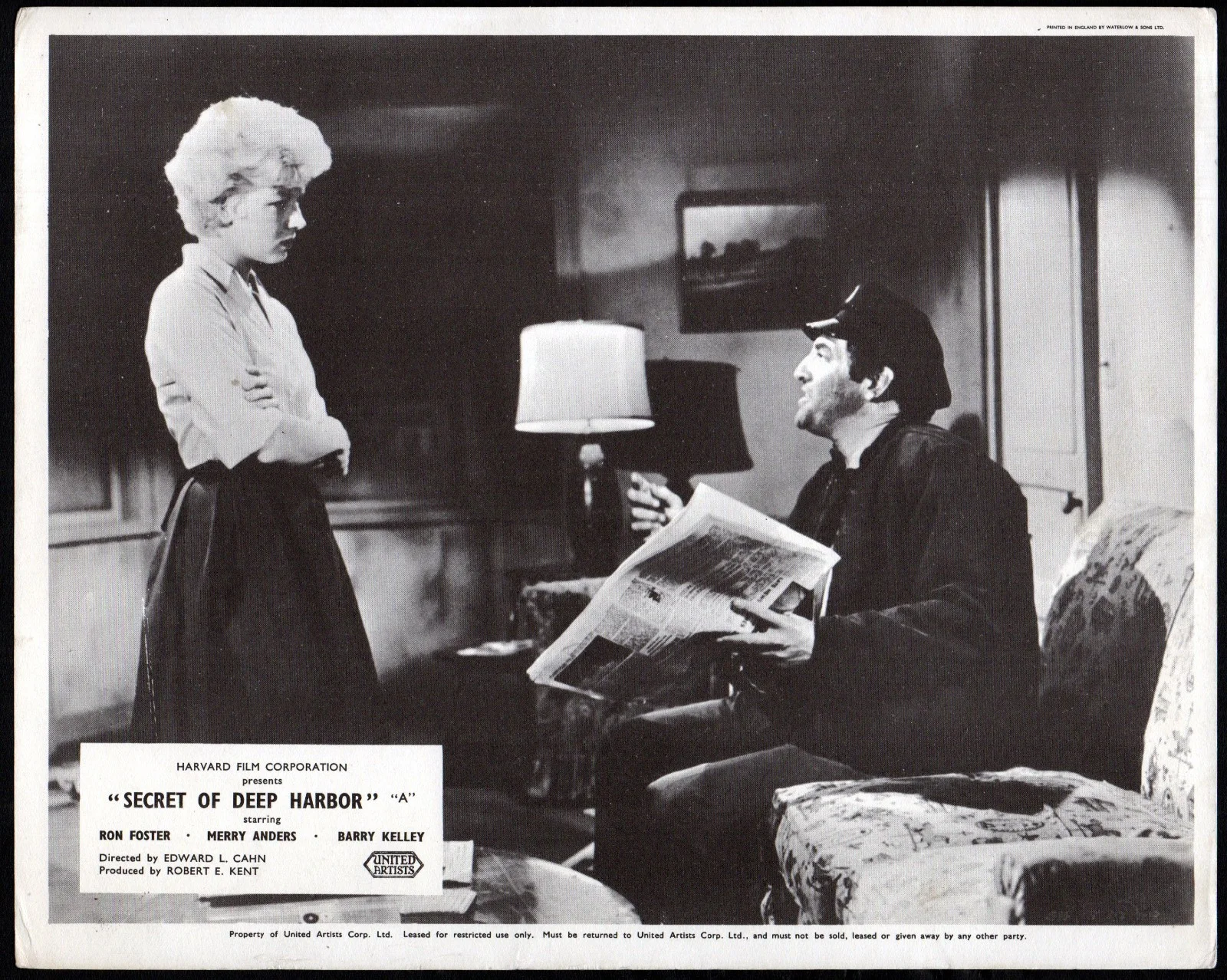 SECRET OF DEEP HARBOUR 1961 Barry Kelley, Grant Richards 2 UK 10x8 LOBBY CARDS, изображение 2