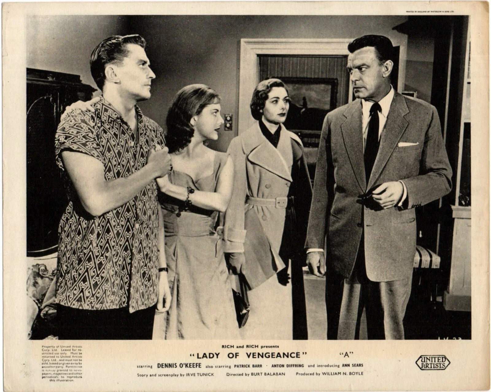 LADY OF VENGEANCE 1957 Dennis O’Keefe, Vernon Greeves 2 UK 10x8 LOBBY CARDS, изображение 2