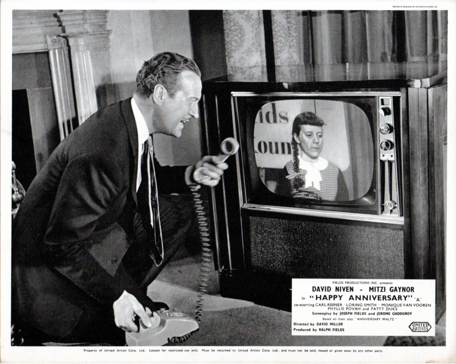 HAPPY ANNIVERSARY 1959 David Niven, Mitzi Gaynor 4 10x8 LOBBY CARDS, изображение 2