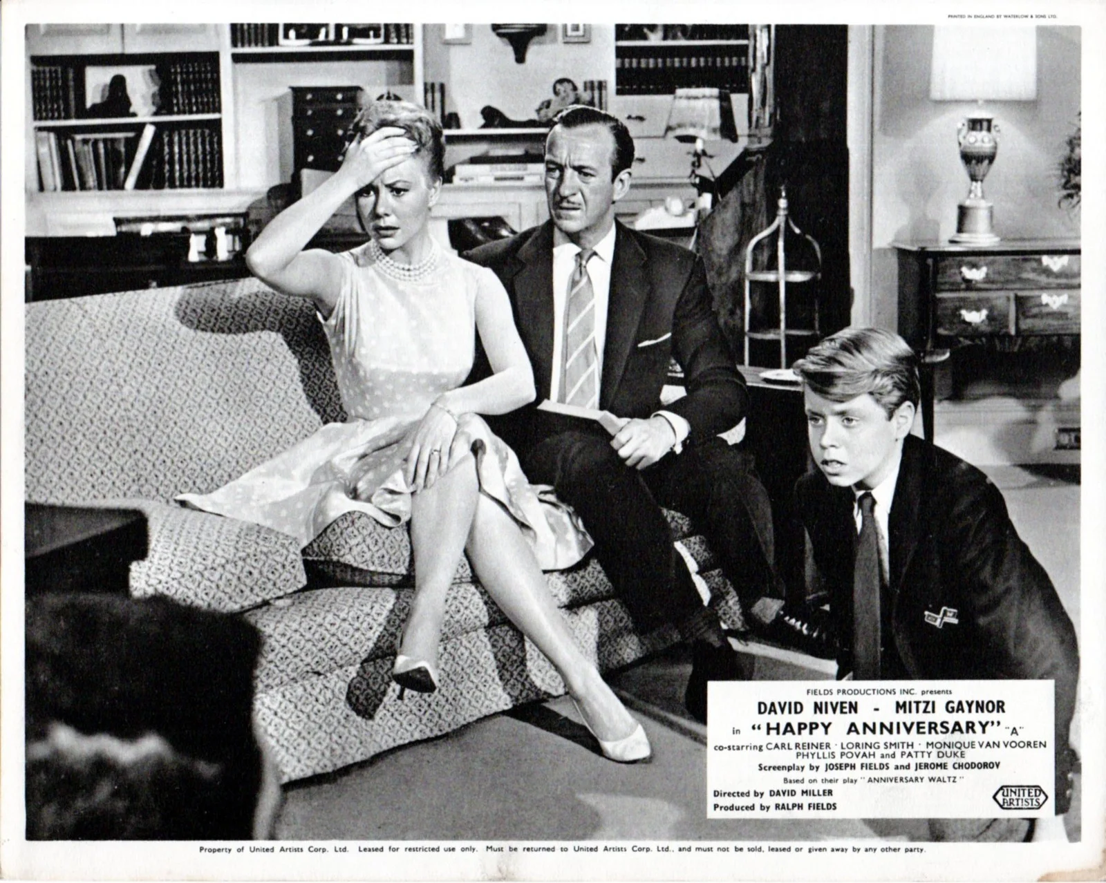 HAPPY ANNIVERSARY 1959 David Niven, Mitzi Gaynor 4 10x8 LOBBY CARDS, изображение 3