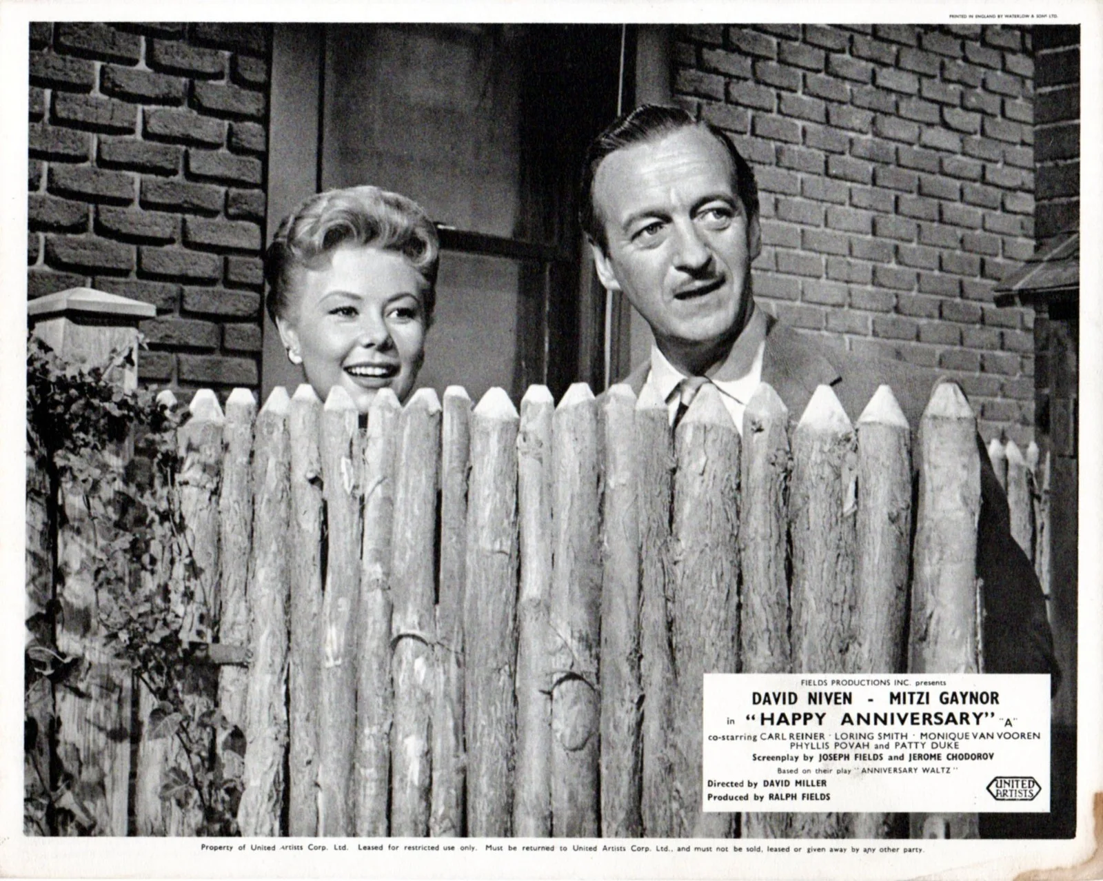 HAPPY ANNIVERSARY 1959 David Niven, Mitzi Gaynor 4 10x8 LOBBY CARDS, изображение 4