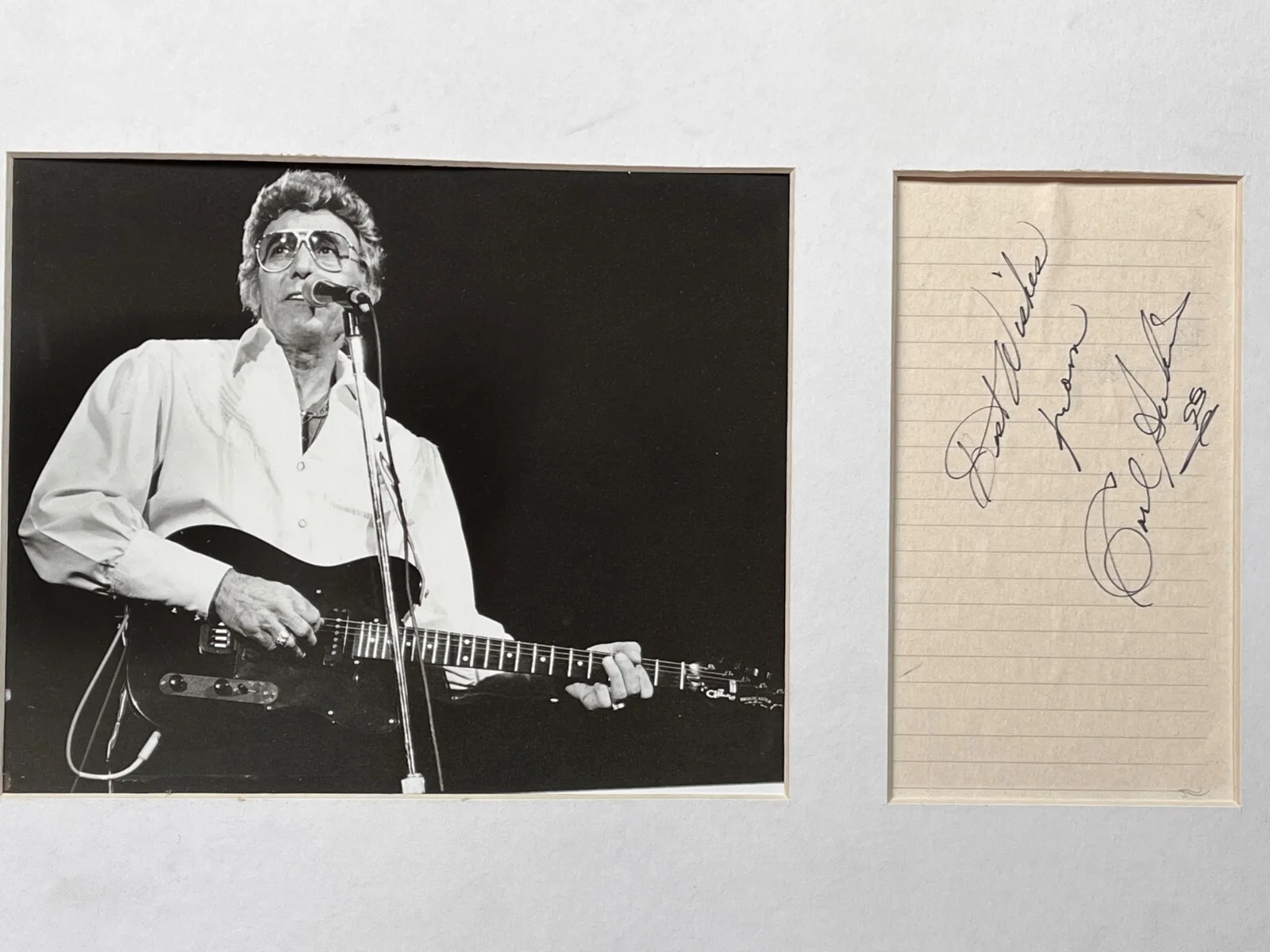 CARL PERKINS PHOTO AUTOGRAPHED NOTE WITH COA, image 2