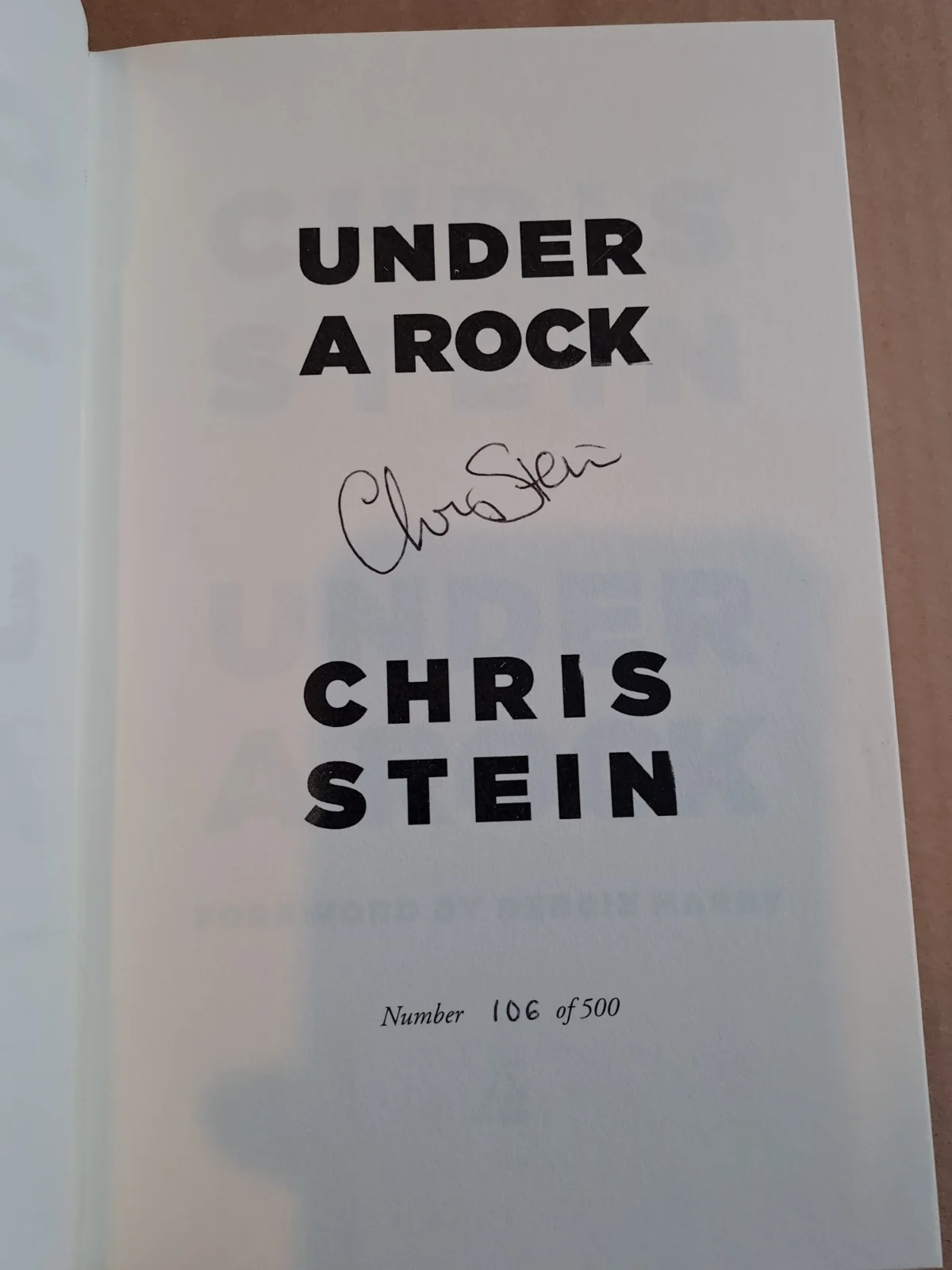 Chris Stein UNDER A ROCK signed and numbered hardback - Blondie, 80's Rock, image 2