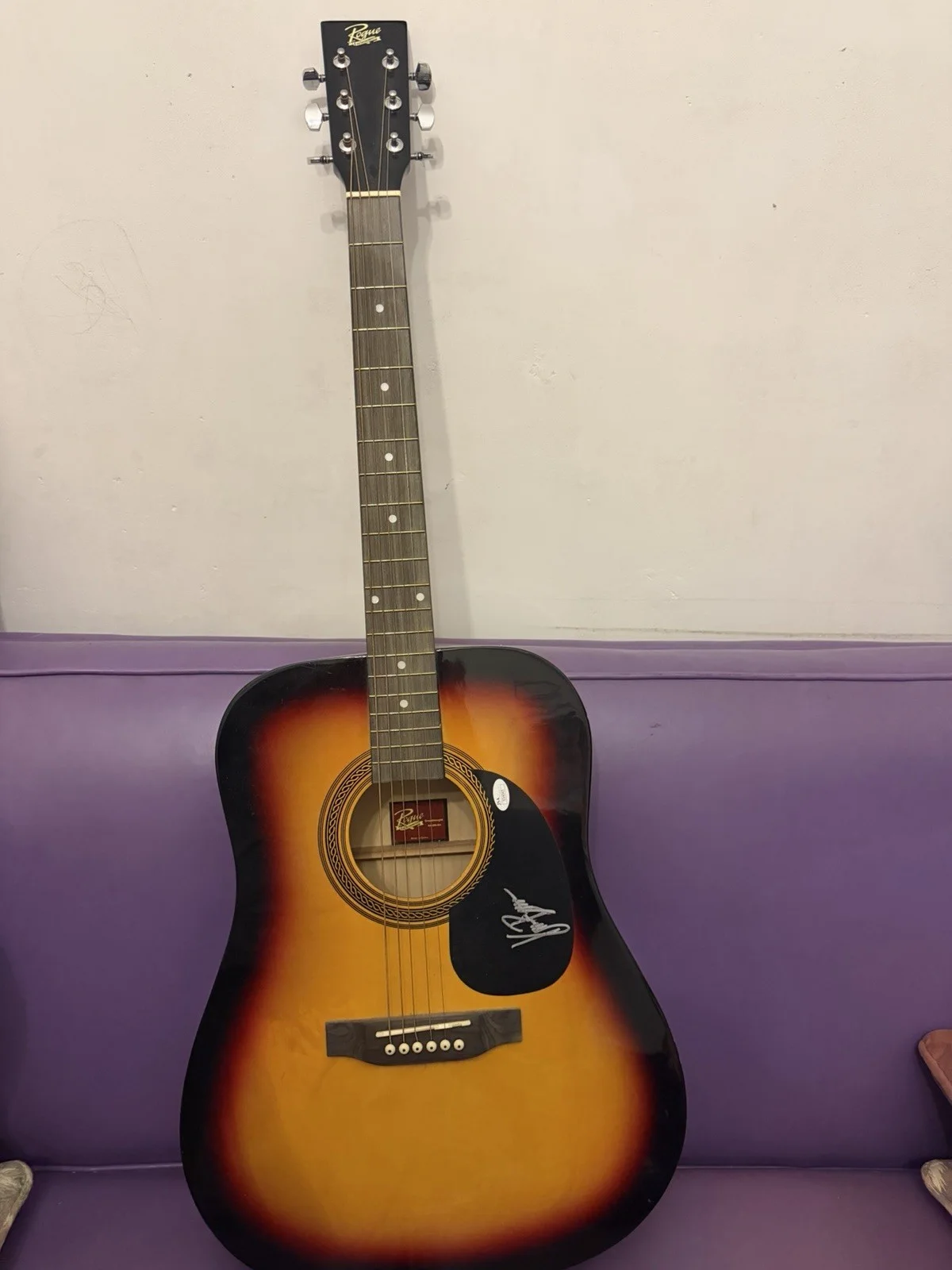 Autographed Sunburst Acoustic Guitar with JSA Authentication, image 2