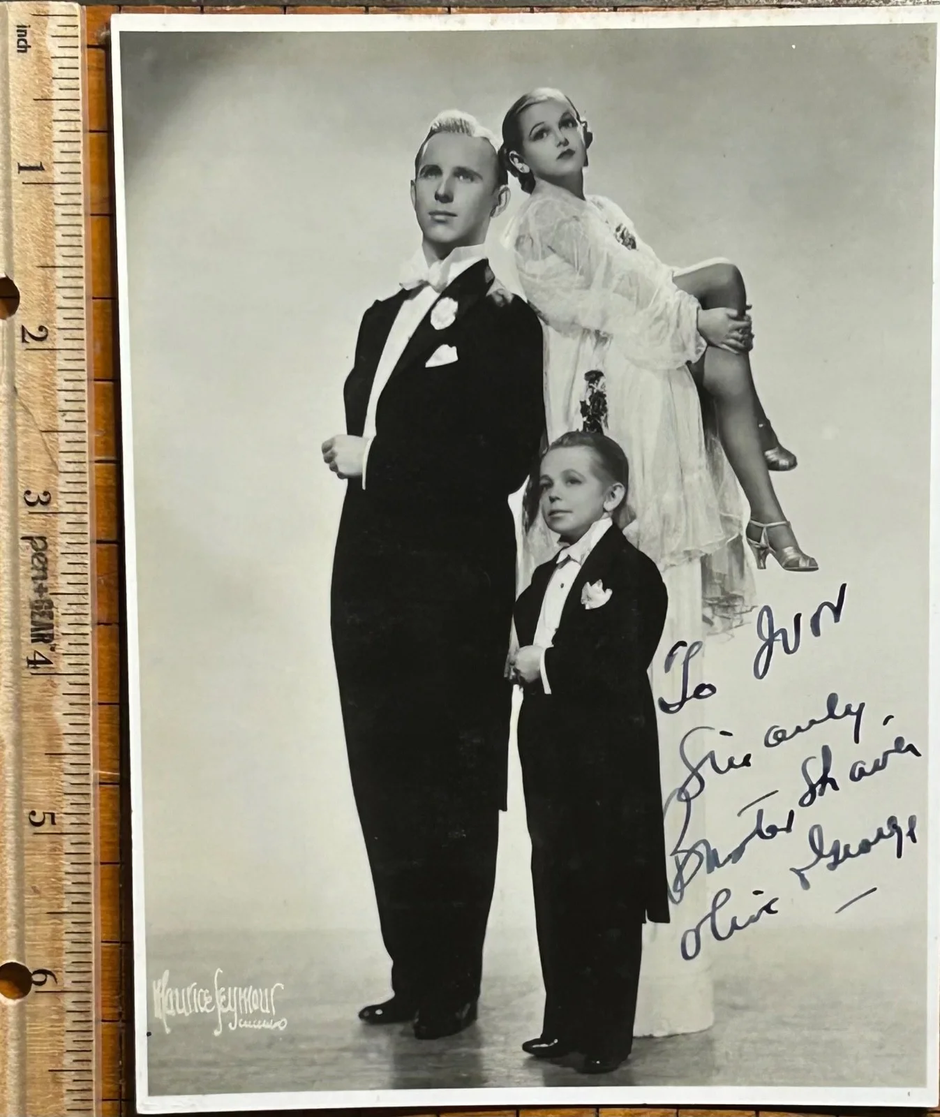 BUSTER SHAVER GEORGE + OLIVE BRASNO—SIGNED PHOTO—CHAN•Our Gang Comedies•S.Temple, изображение 3