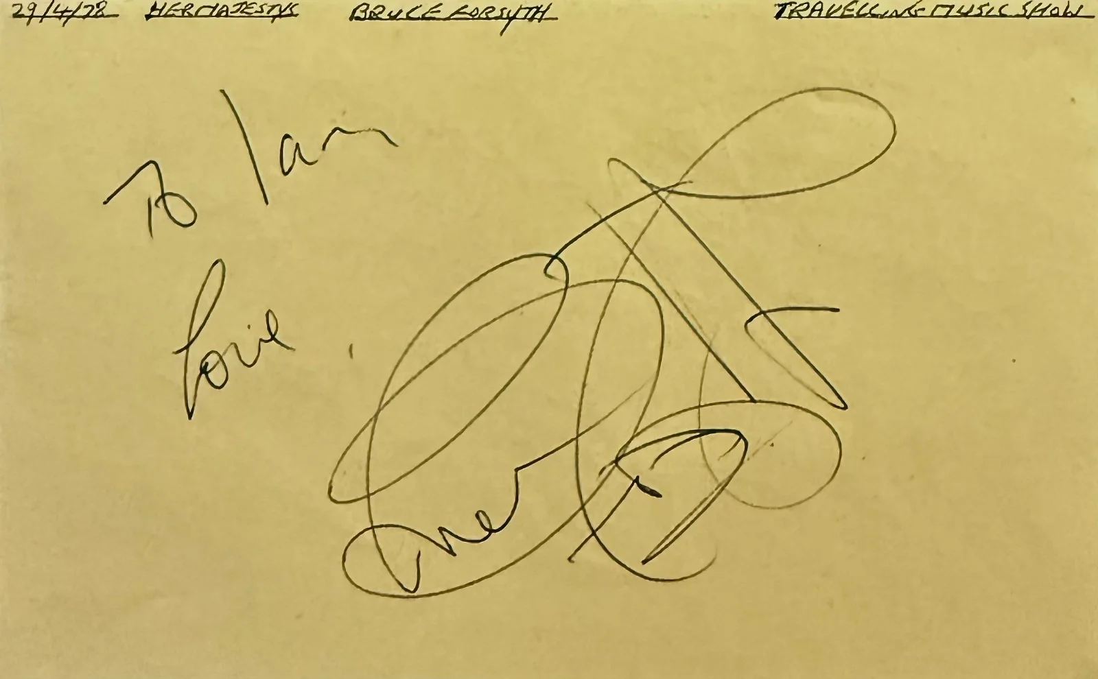 Wanda Ventham, Bruce Forsyth — WANDA VENTHAM & BRUCE FORSYTH Dual Signed Autographed 3"x5" ALBUM PAGE ASYLUM, image 2