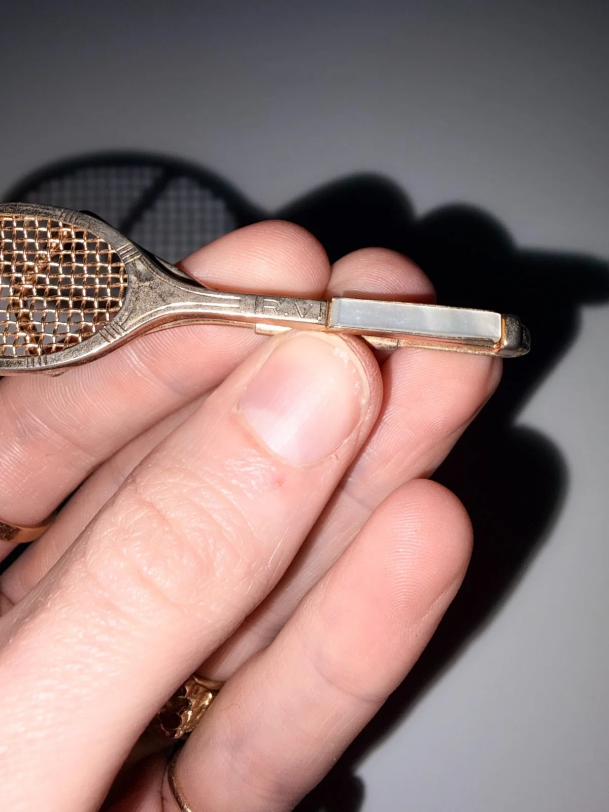 c. 1940s Tennis Racket Tie Clip owned by Rudy Vallée, изображение 3